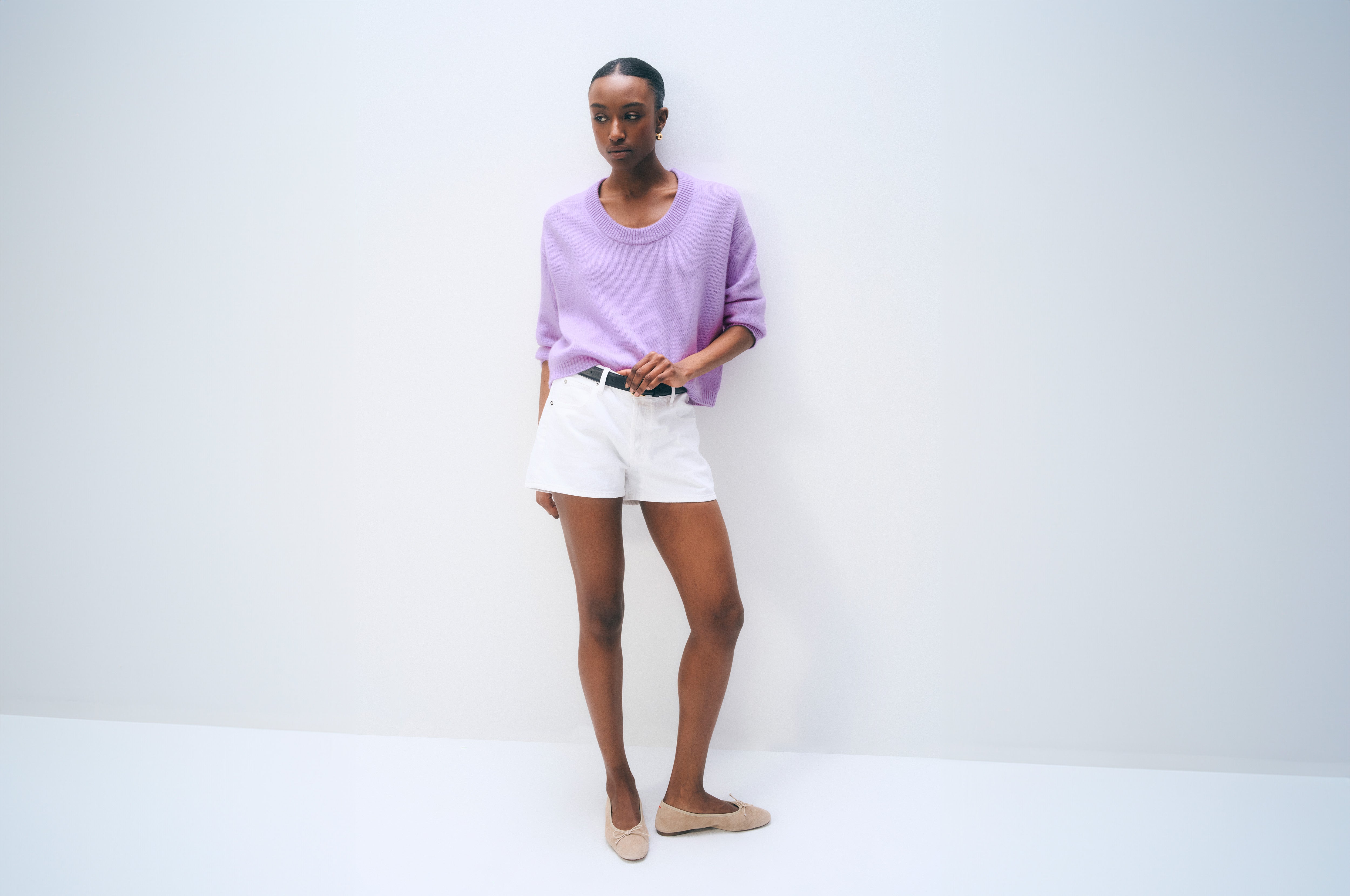 Featherweight Cashmere Scoopneck Tee | Lavendar Fog