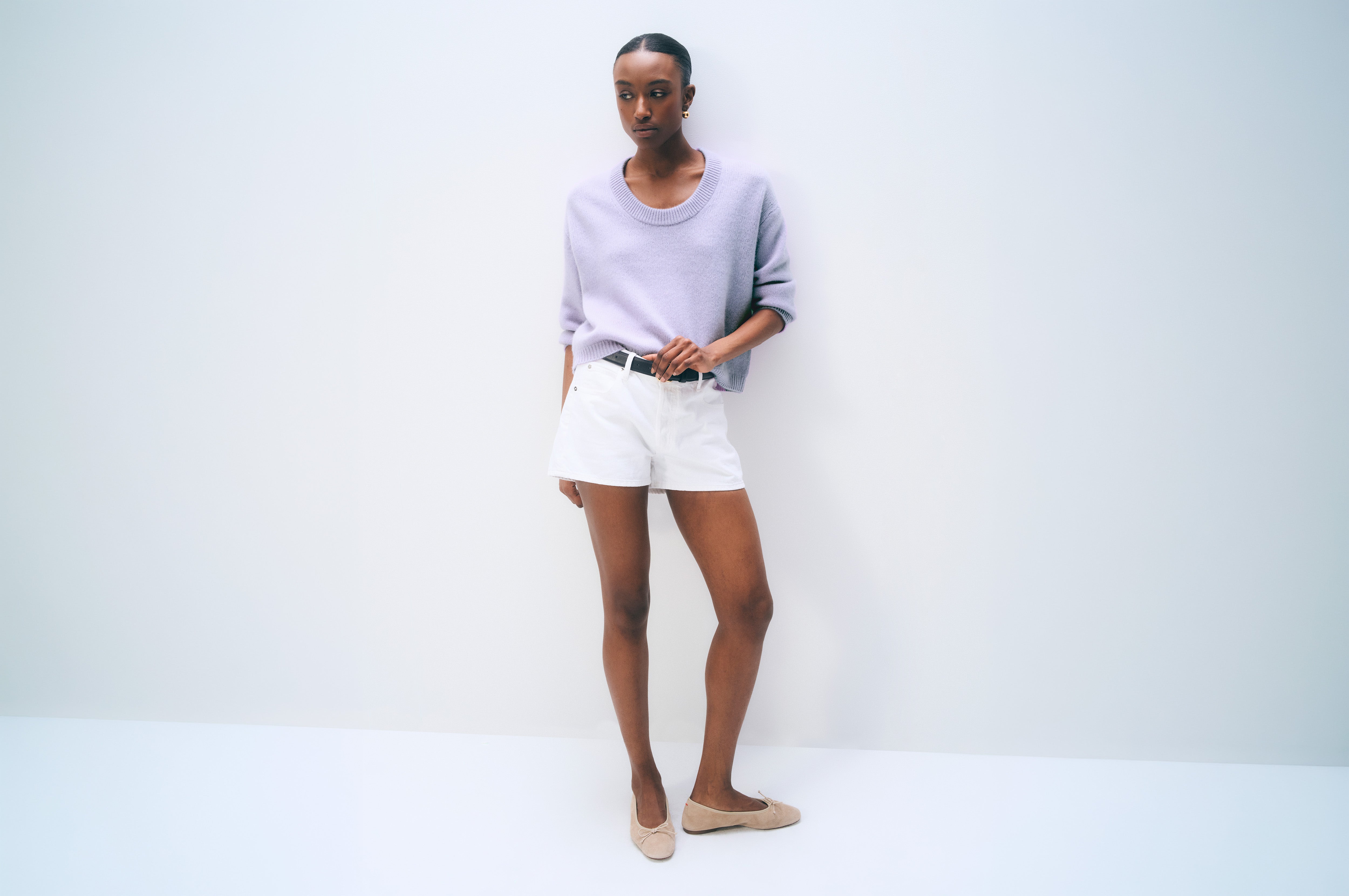 Featherweight Cashmere Scoopneck Tee | Lavender Fog