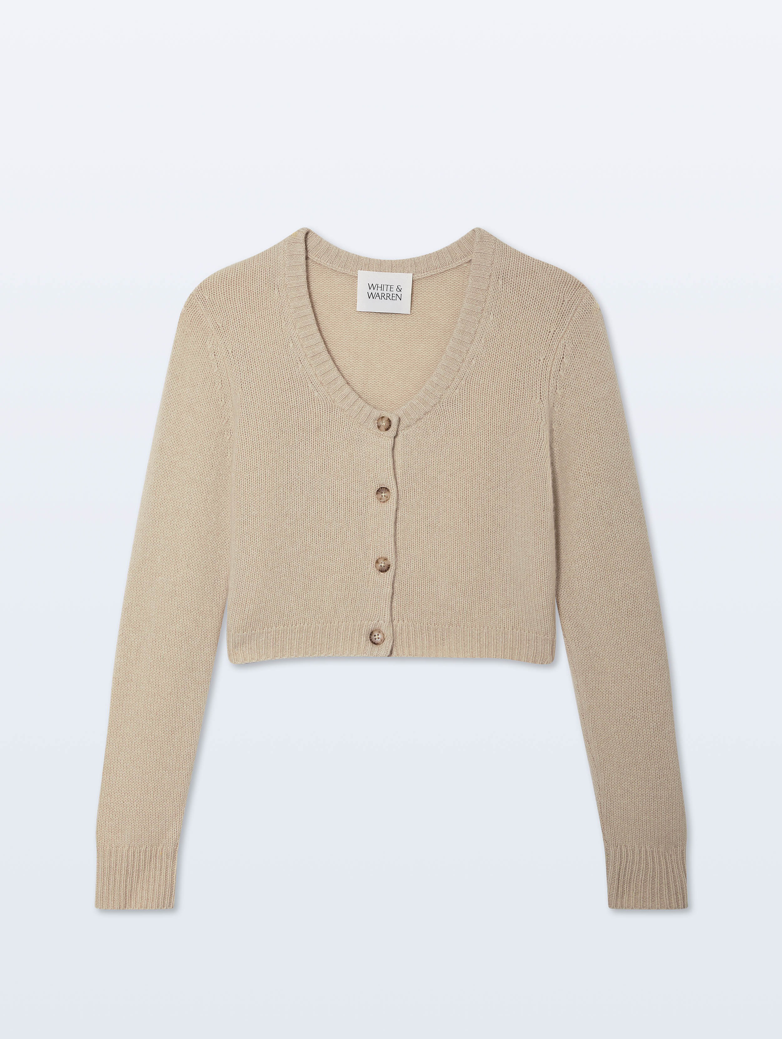 Cashmere Scoop Short-Length Cardigan | Natural Heather