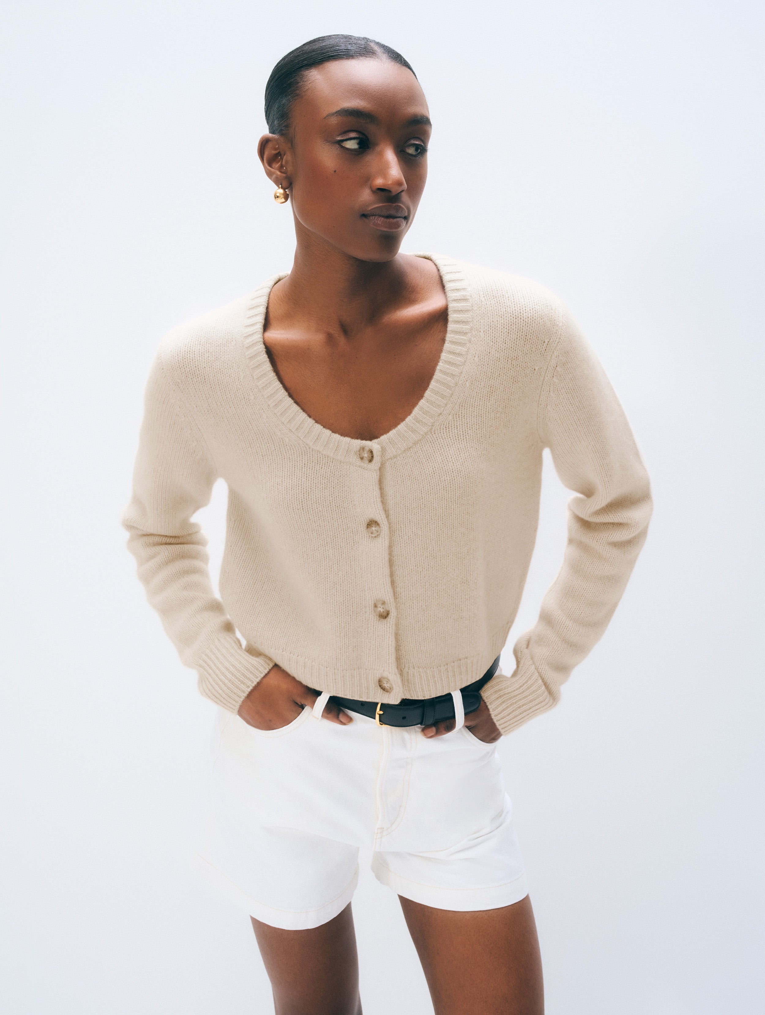 Cashmere Scoop Short-Length Cardigan