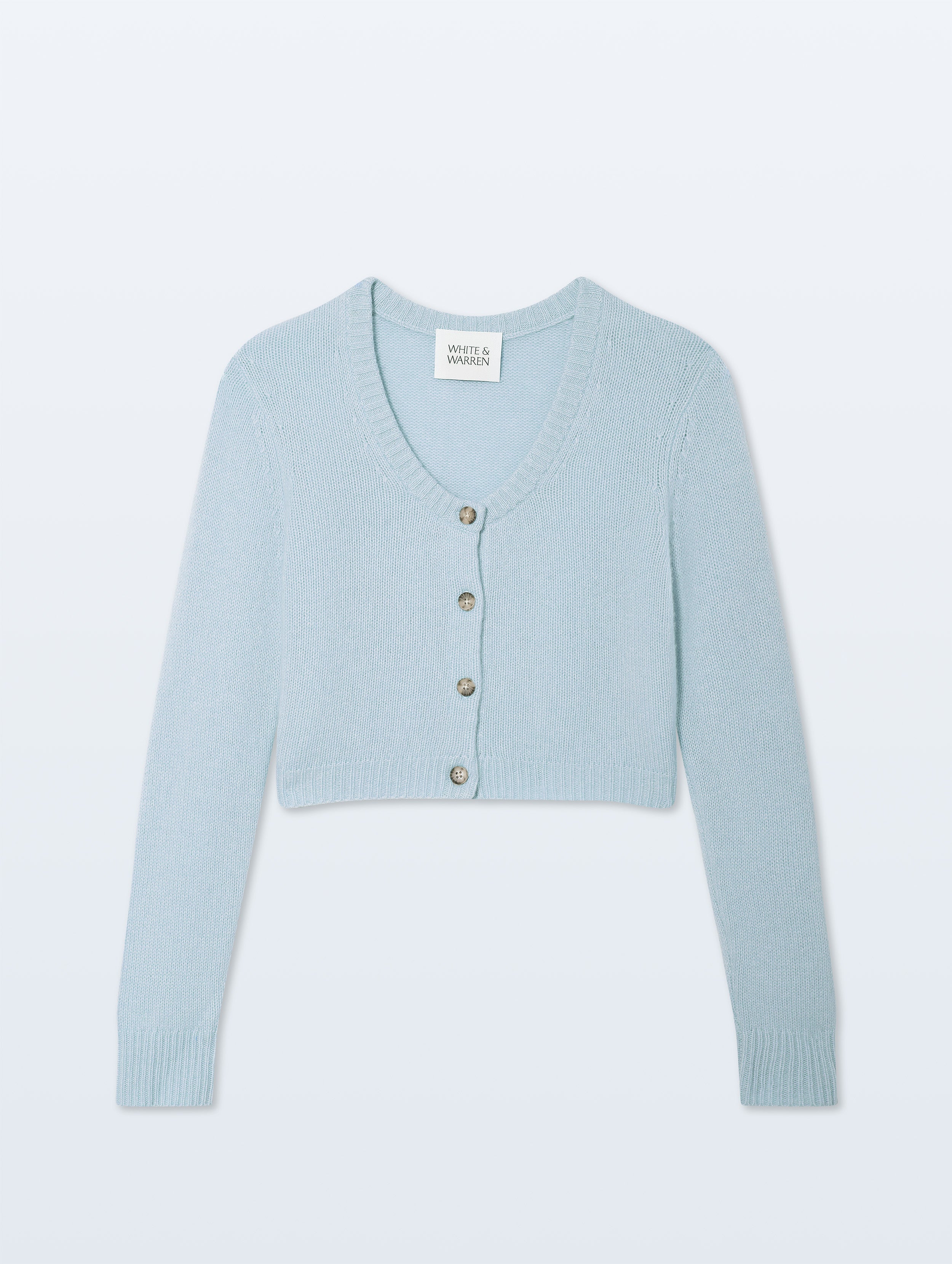 Cashmere Scoop Short-Length Cardigan | Pastel Blue