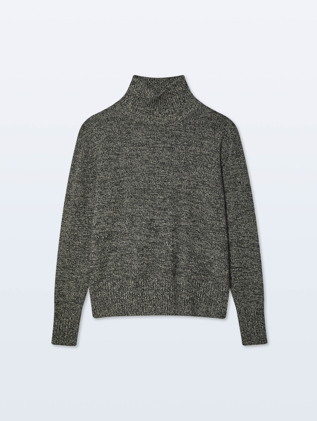Cashmere Oversized Standneck | Black / Natural Heather Marl