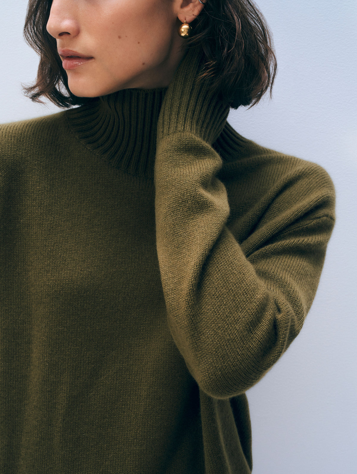 Cashmere Oversized Standneck | Deep Olive
