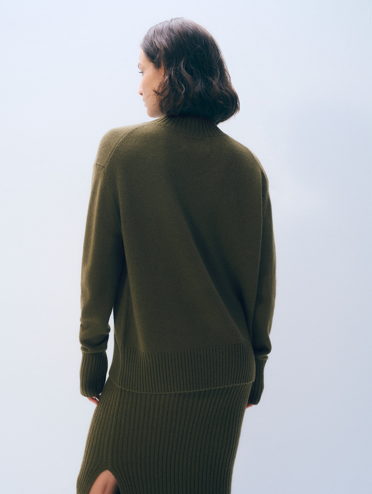 Cashmere Oversized Standneck | Deep Olive