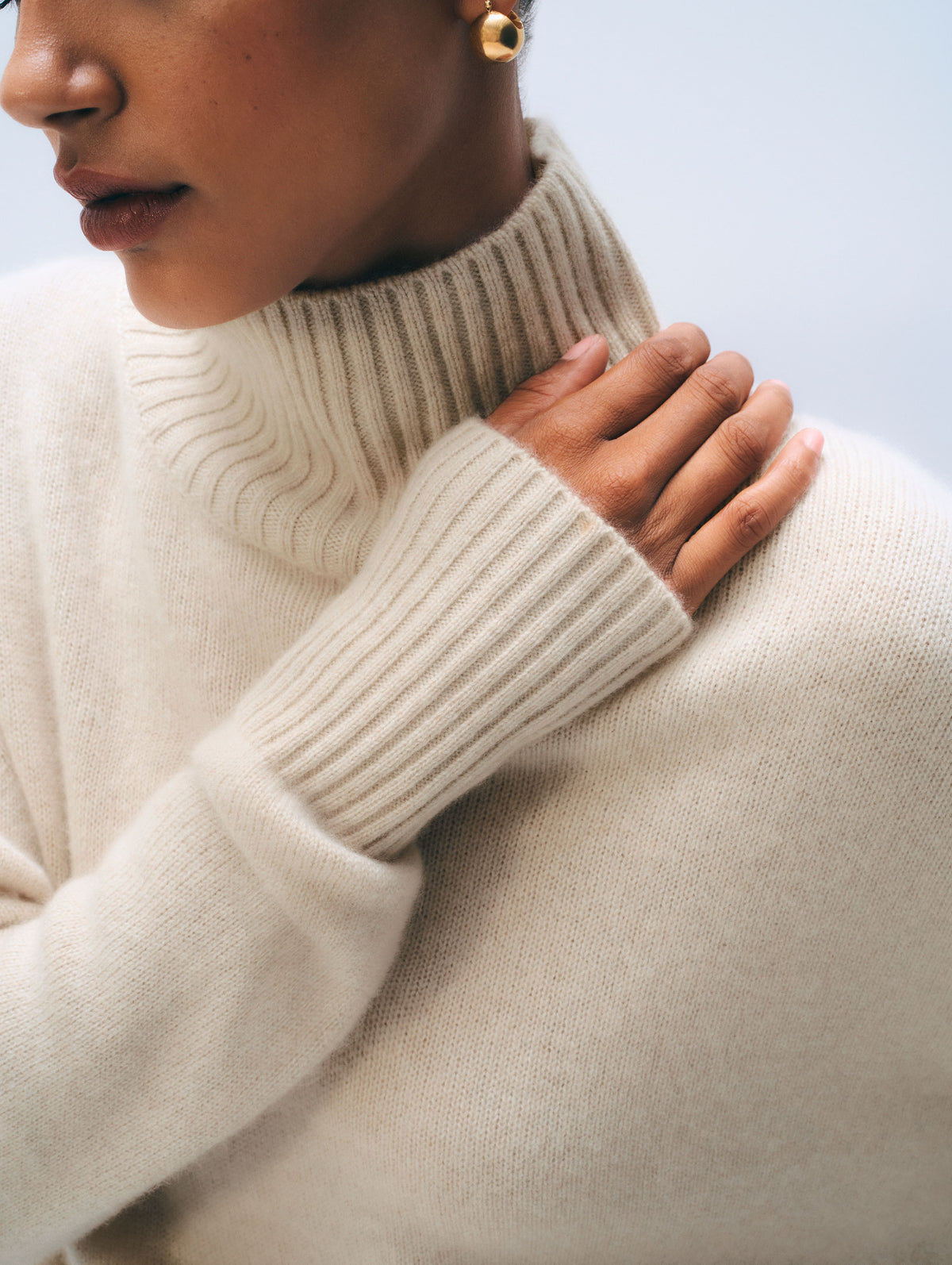 Cashmere Oversized Standneck | Natural Heather