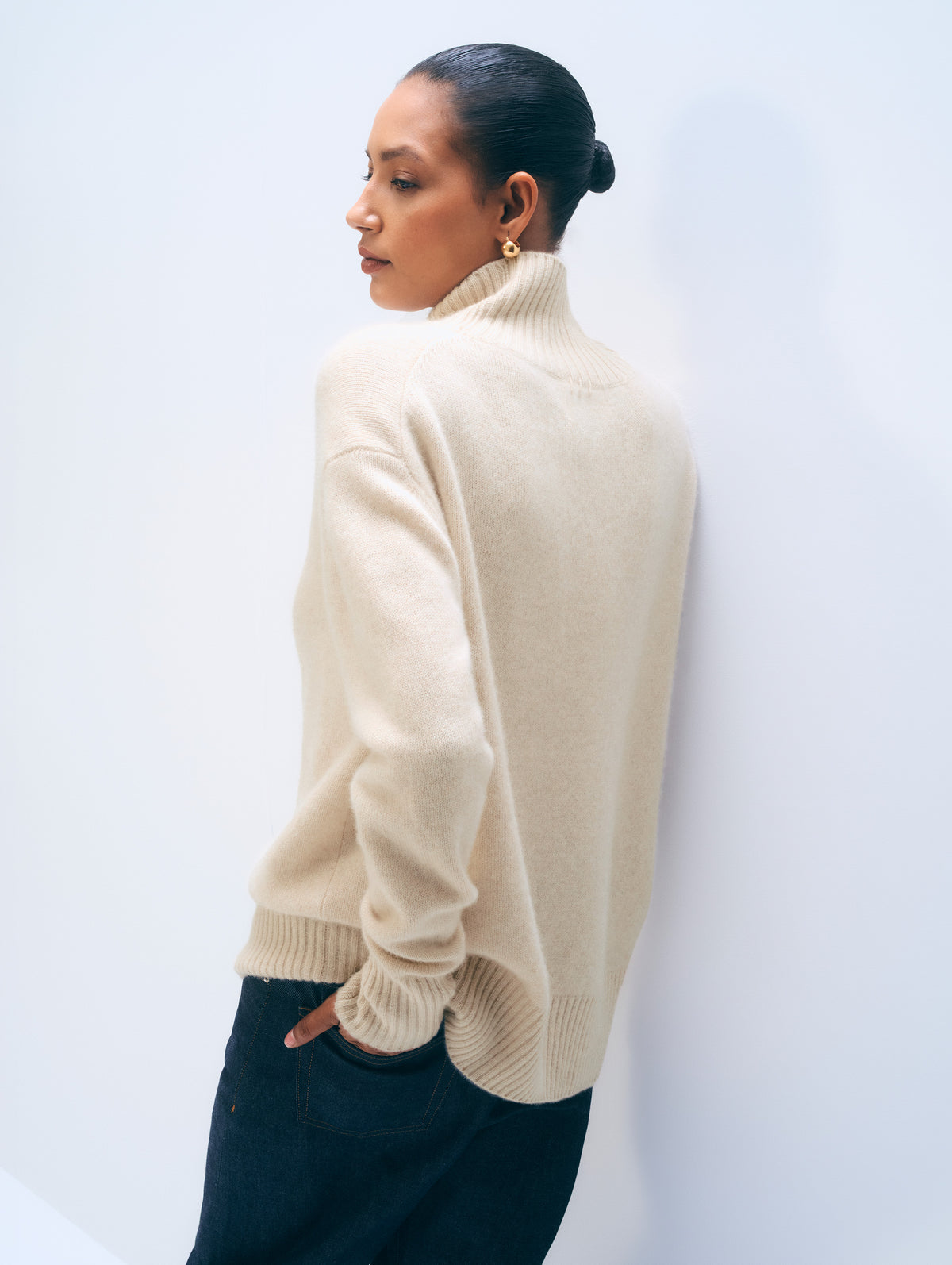 Cashmere Oversized Standneck | Natural Heather