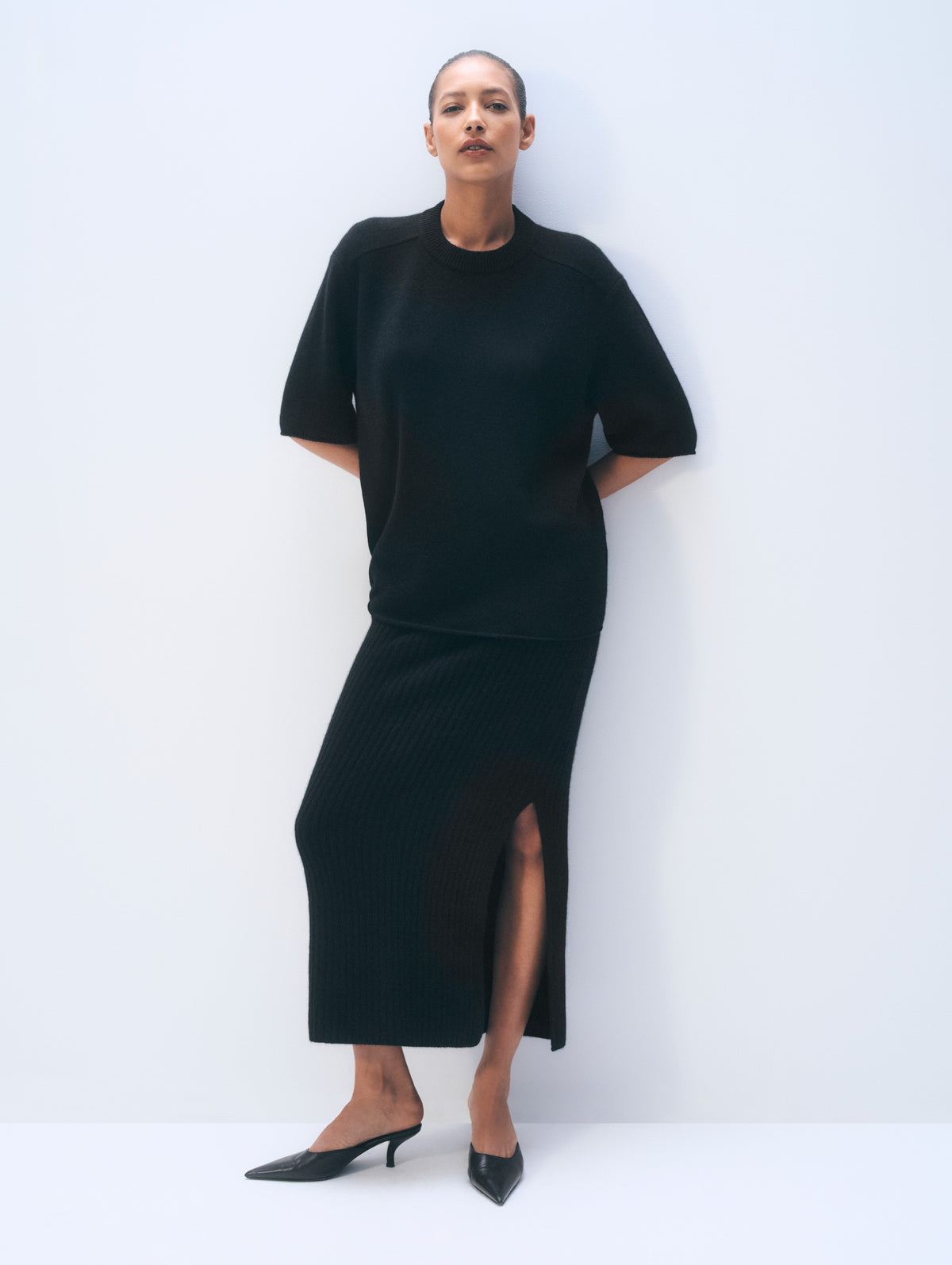 Cashmere Midi Skirt | Black