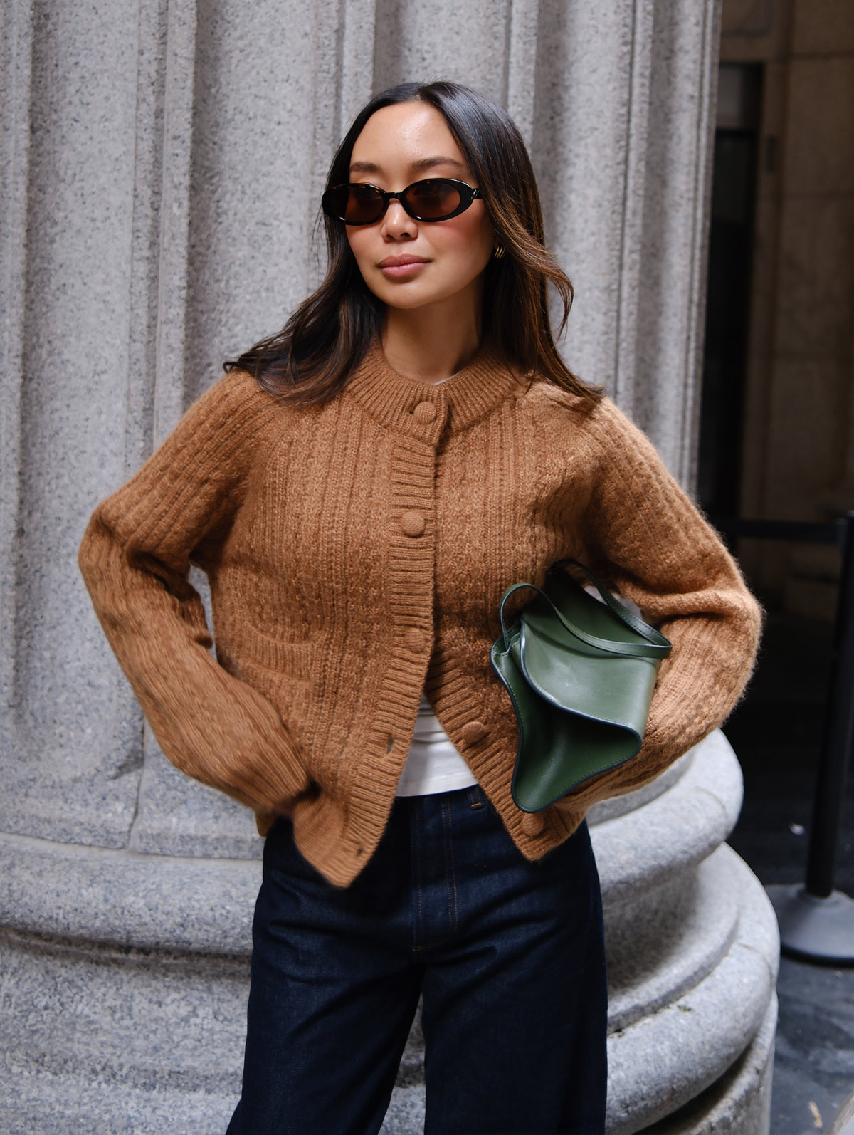 Mohair Blend Cardigan | Camel Brown