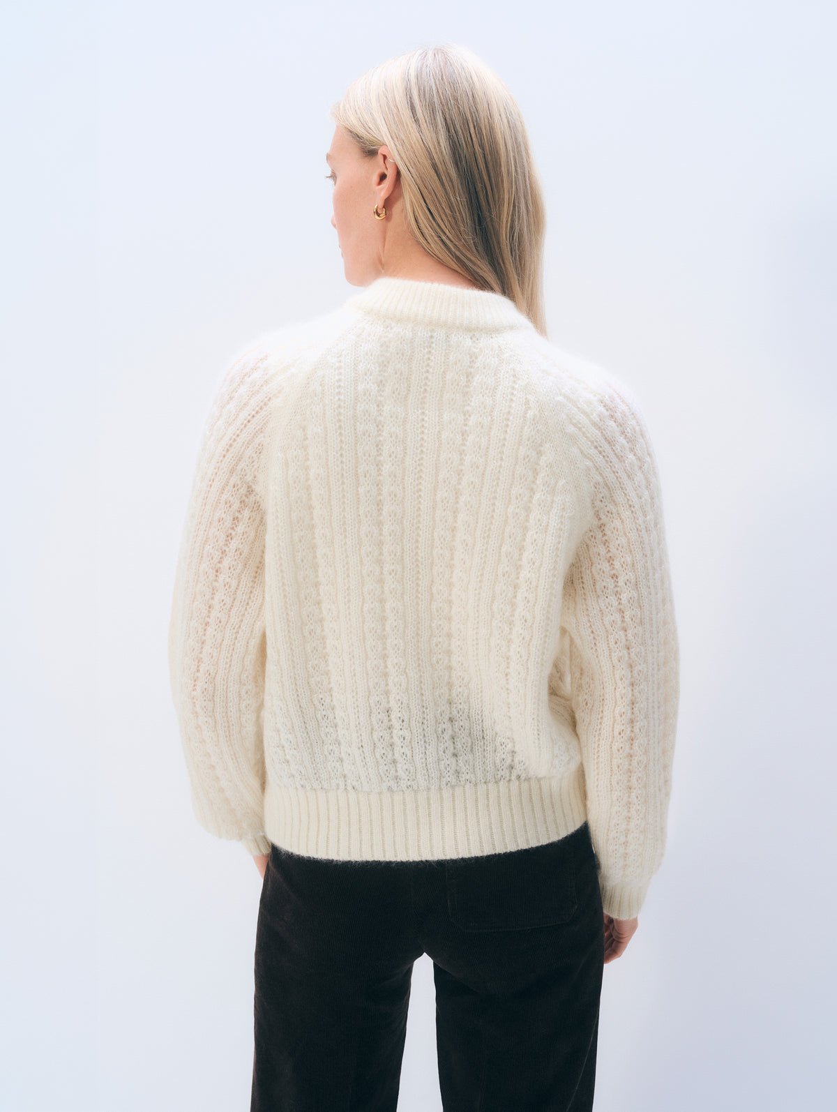 Mohair Blend Cardigan | Ivory