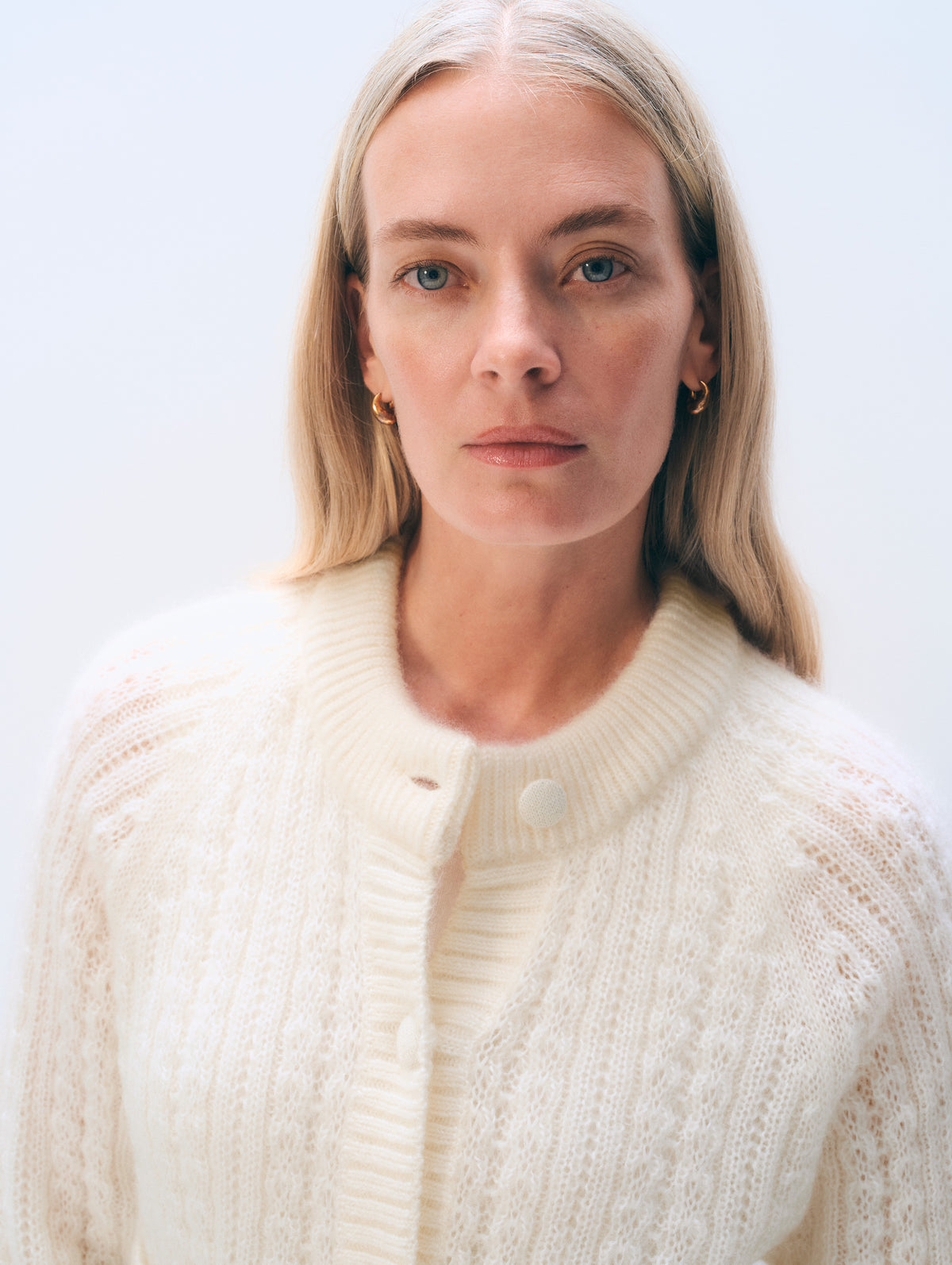 Mohair Blend Cardigan | Ivory