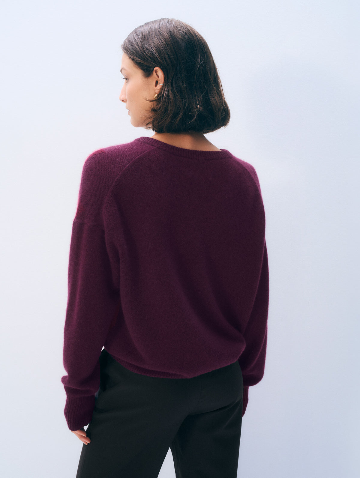 Cashmere Argyle Oversized V-Neck | Sangria Combo