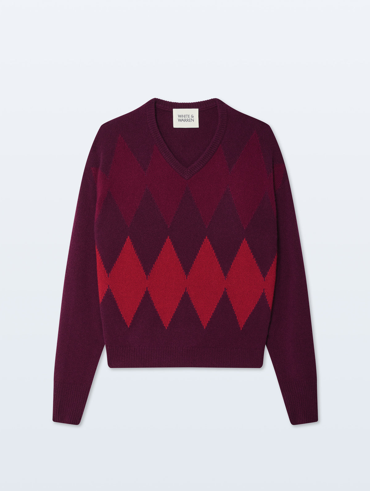 Cashmere Argyle Oversized V-Neck | Sangria Combo