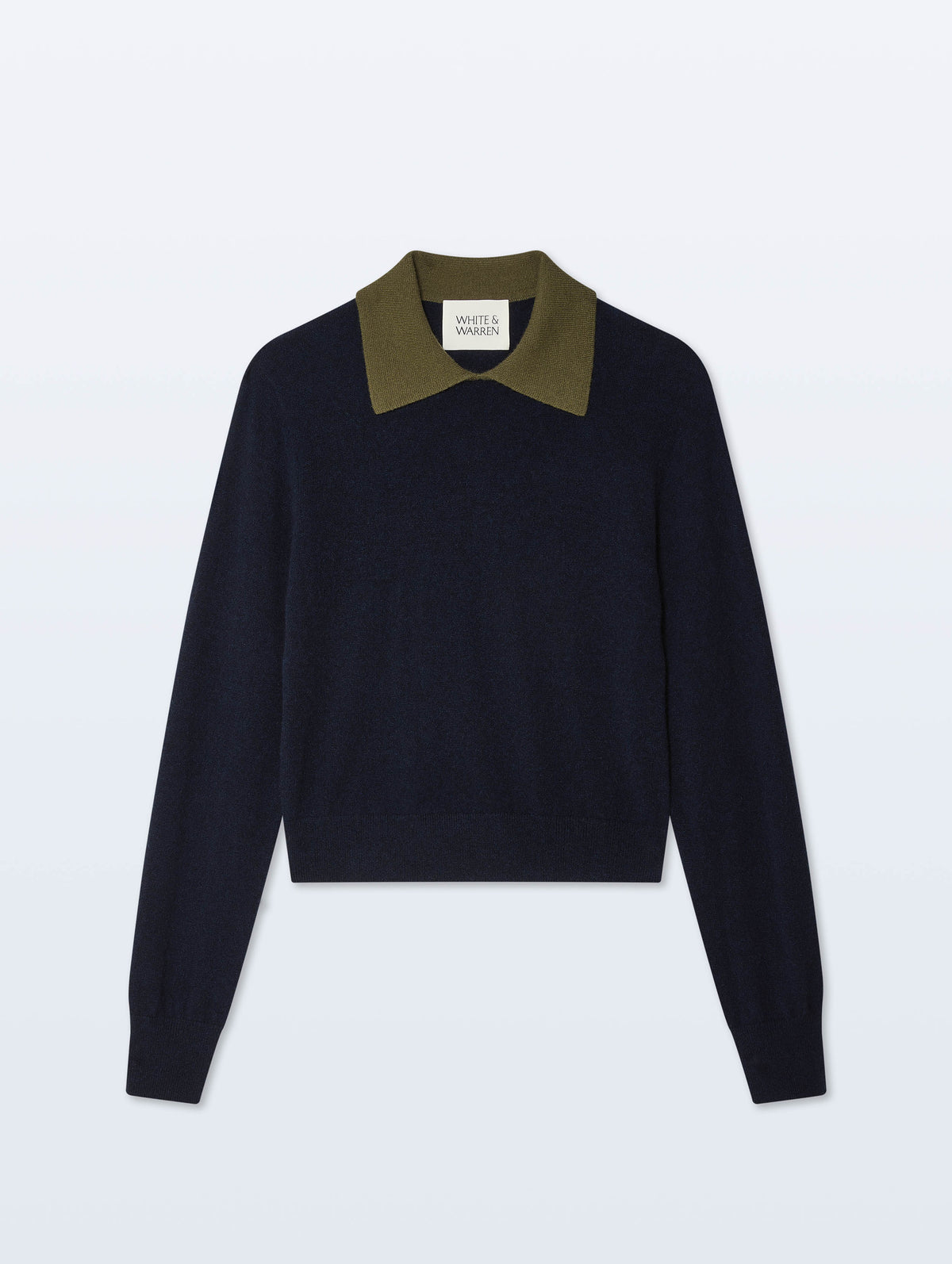 Cashmere Layered Collar Sweater | Deep Navy/Deep Olive