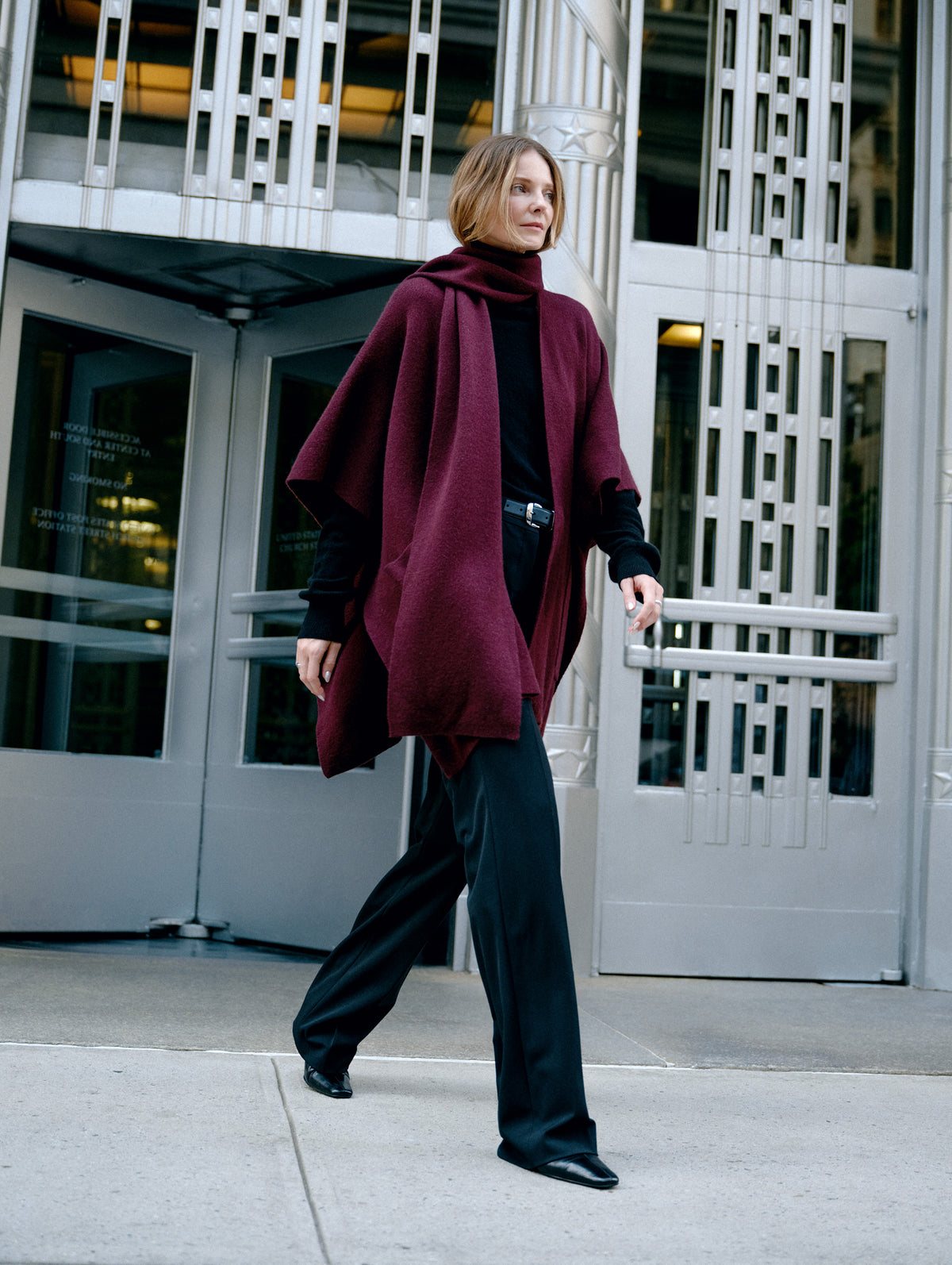Cashmere Blend Poncho | Oxblood