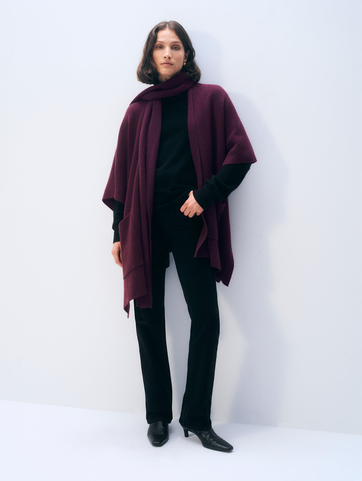 Cashmere Blend Poncho | Oxblood