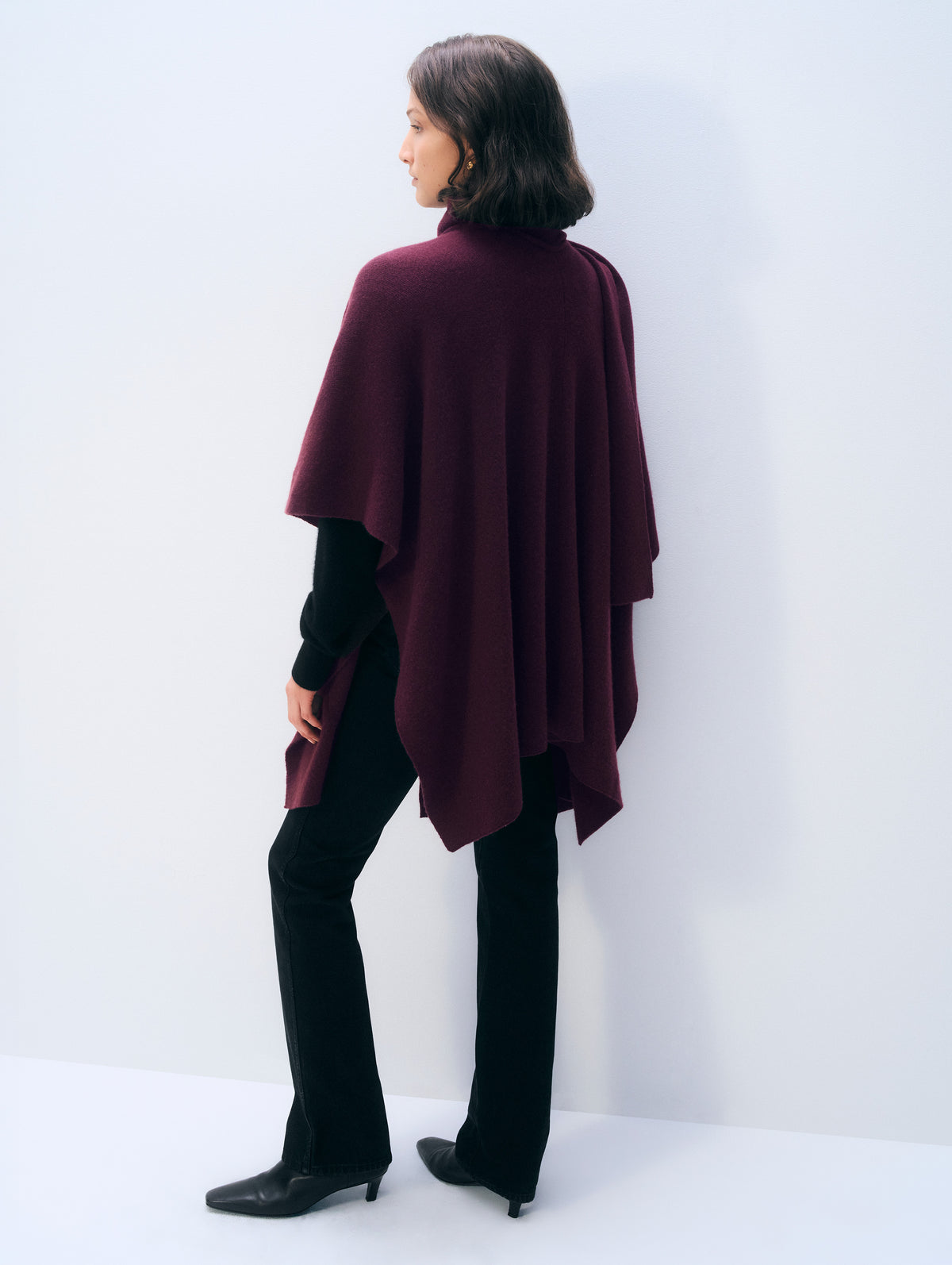Cashmere Blend Poncho | Oxblood