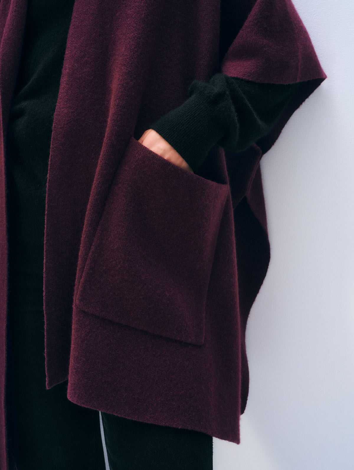 Cashmere Blend Poncho | Oxblood