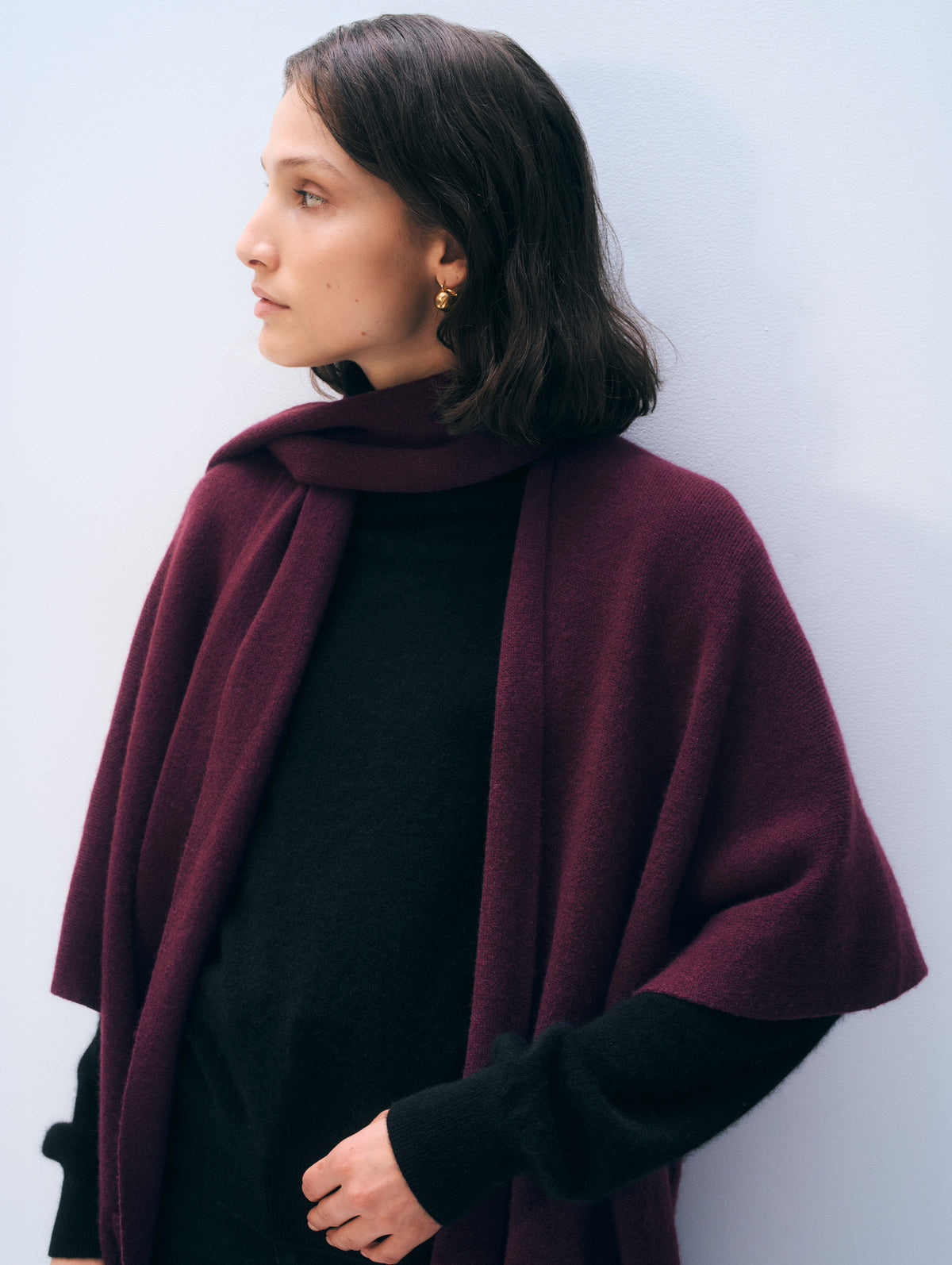 Cashmere Blend Poncho | Oxblood