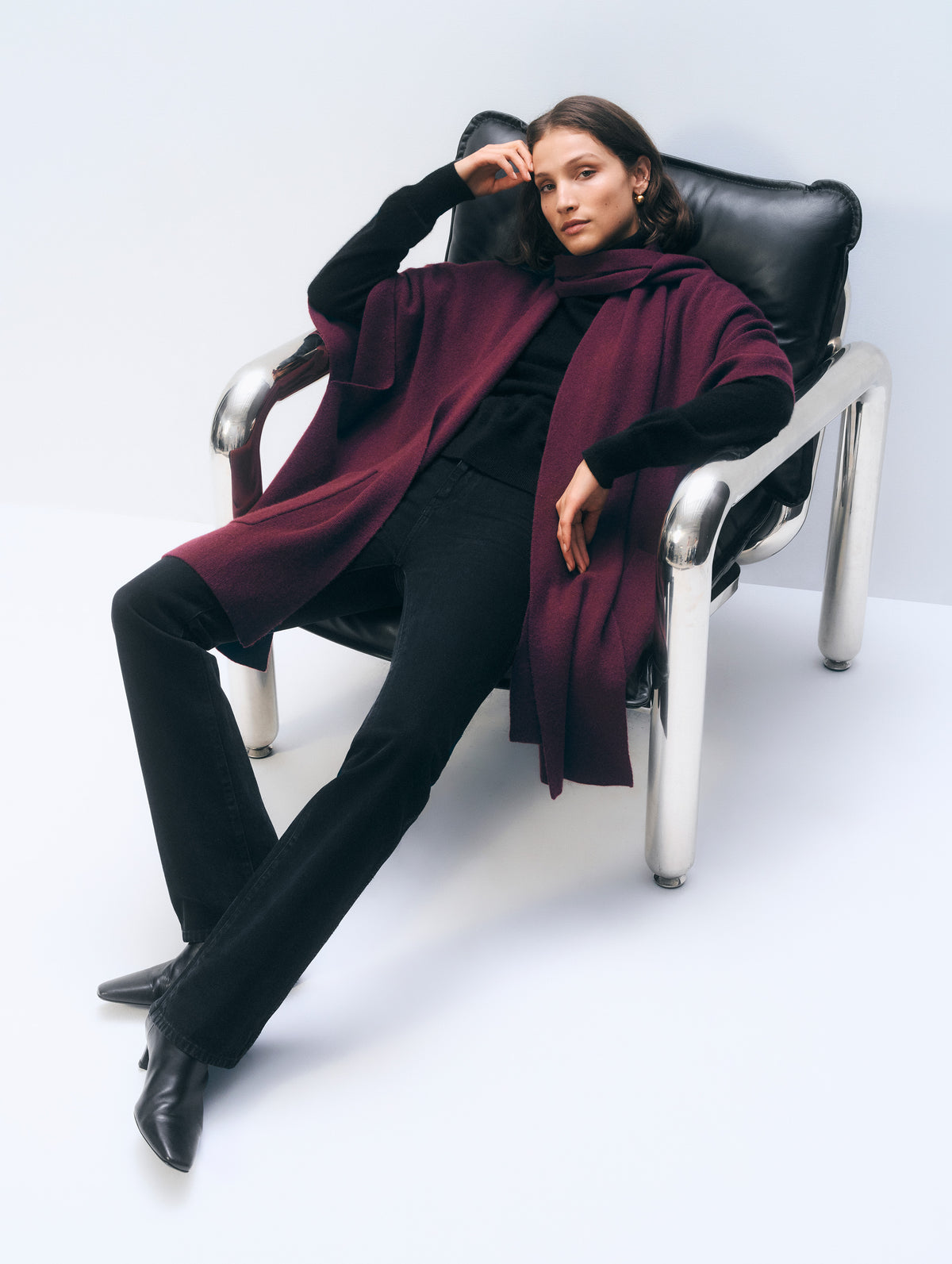 Cashmere Blend Poncho | Oxblood