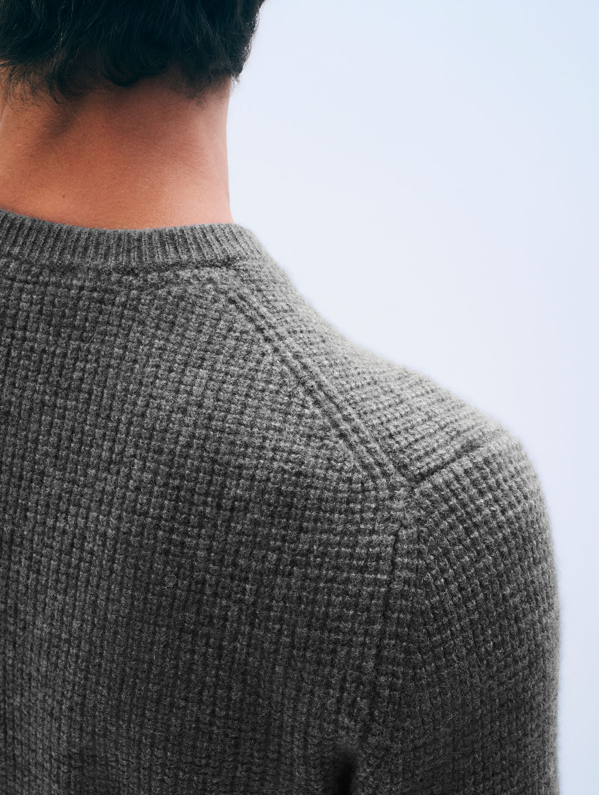 Cashmere Blend Waffle Crewneck | Dark Granite