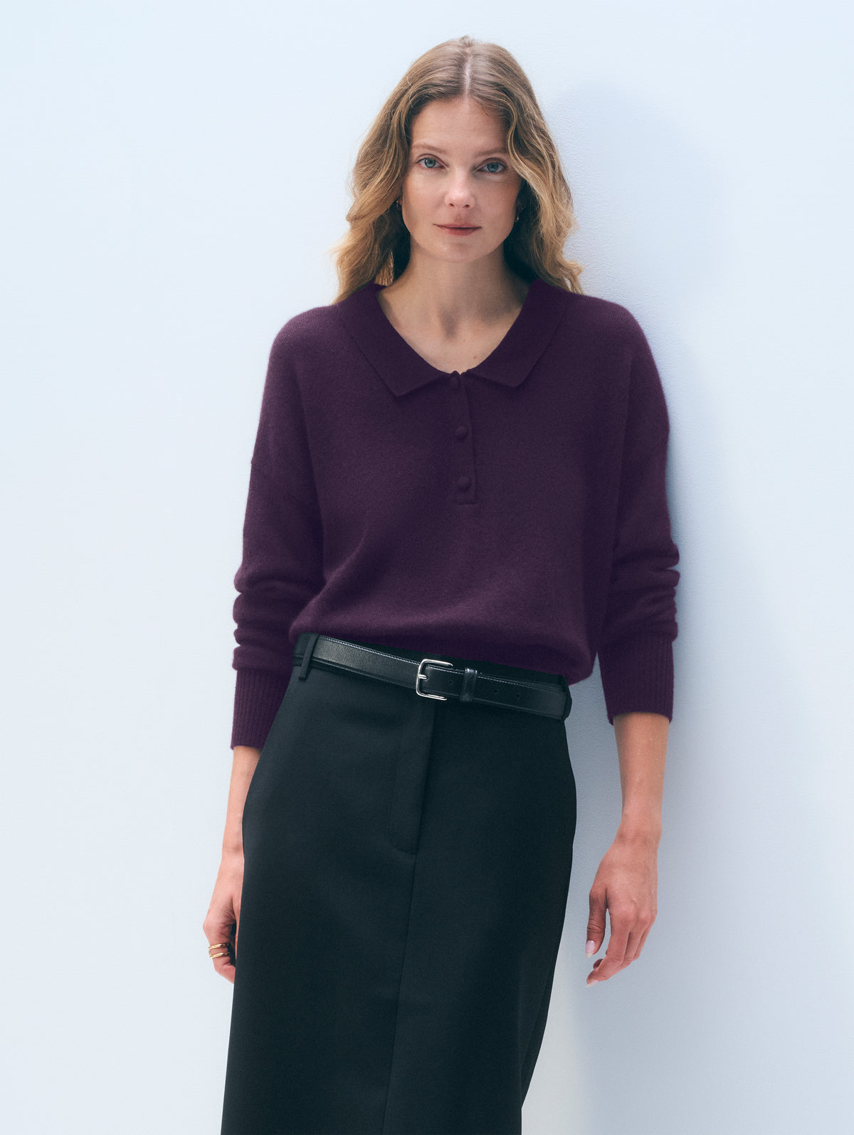 Cashmere Long Sleeve Polo