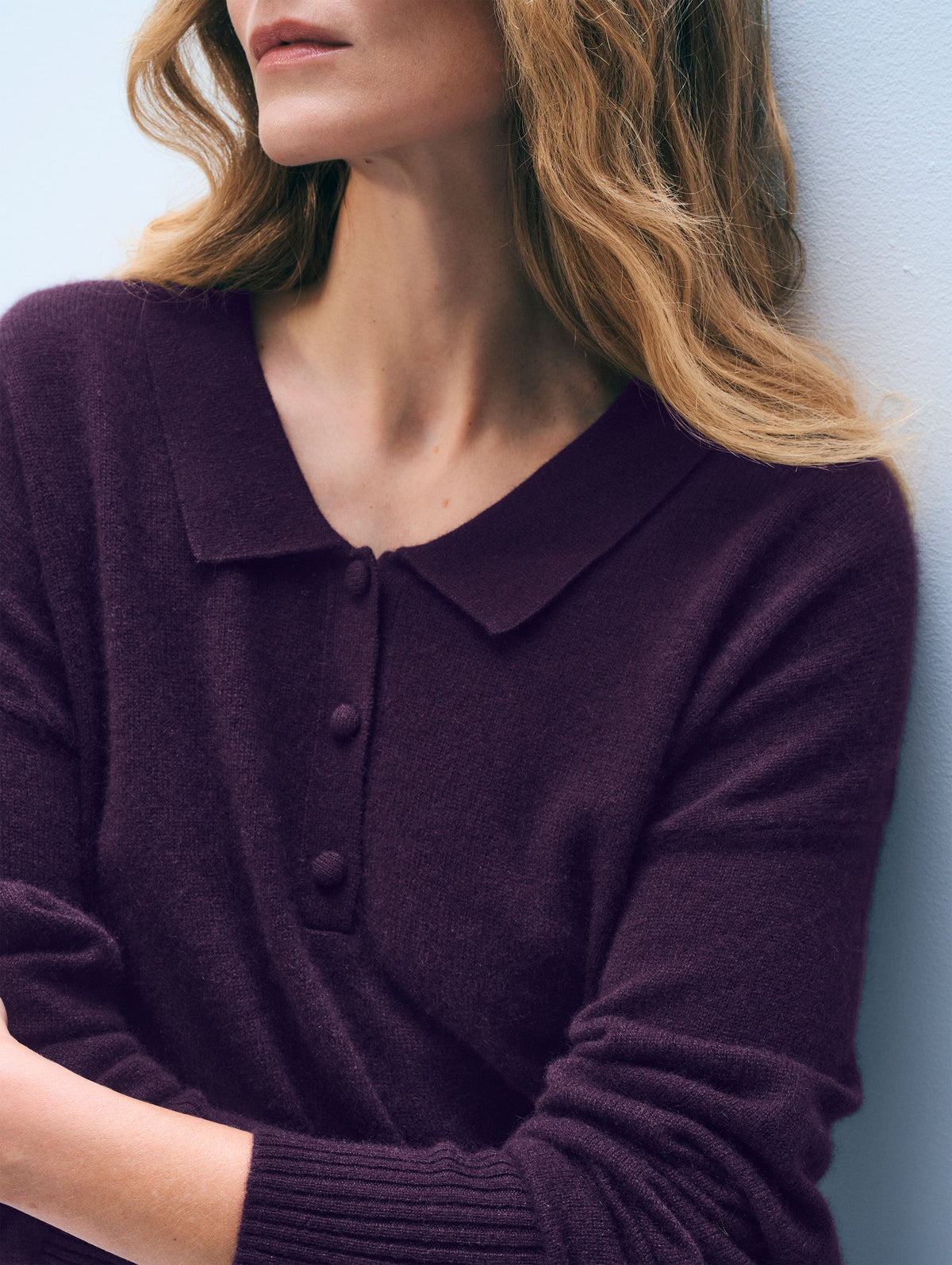 Cashmere Long Sleeve Polo