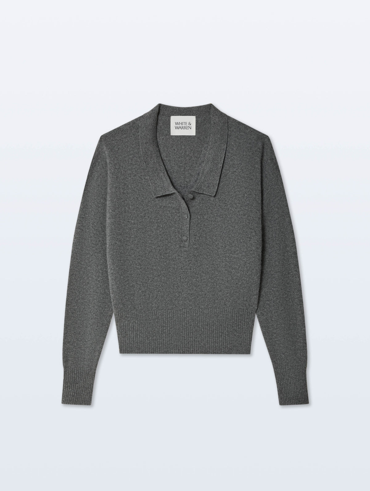 Cashmere Long Sleeve Polo | Graphite Heather