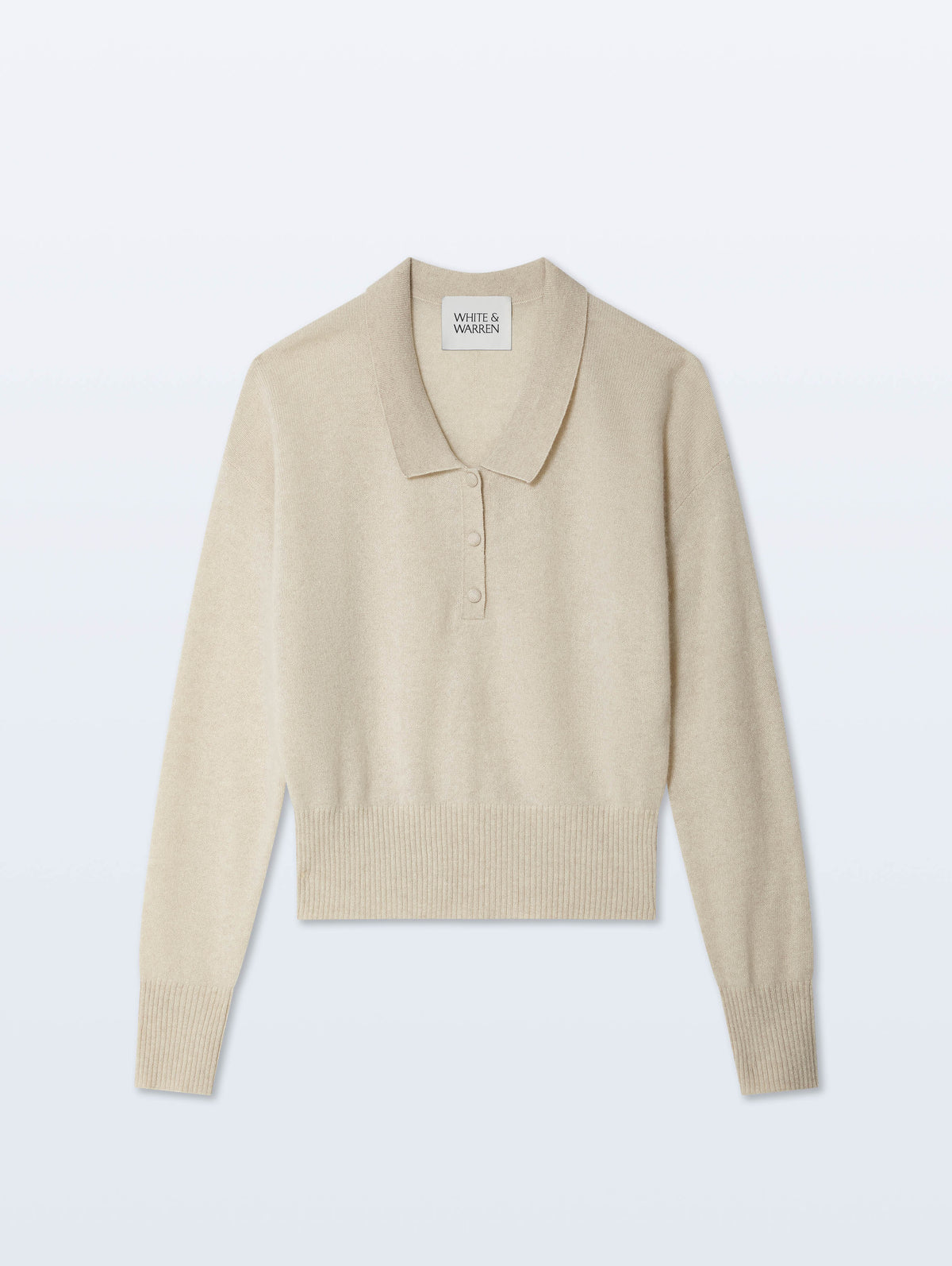 Cashmere Long Sleeve Polo | Natural Heather