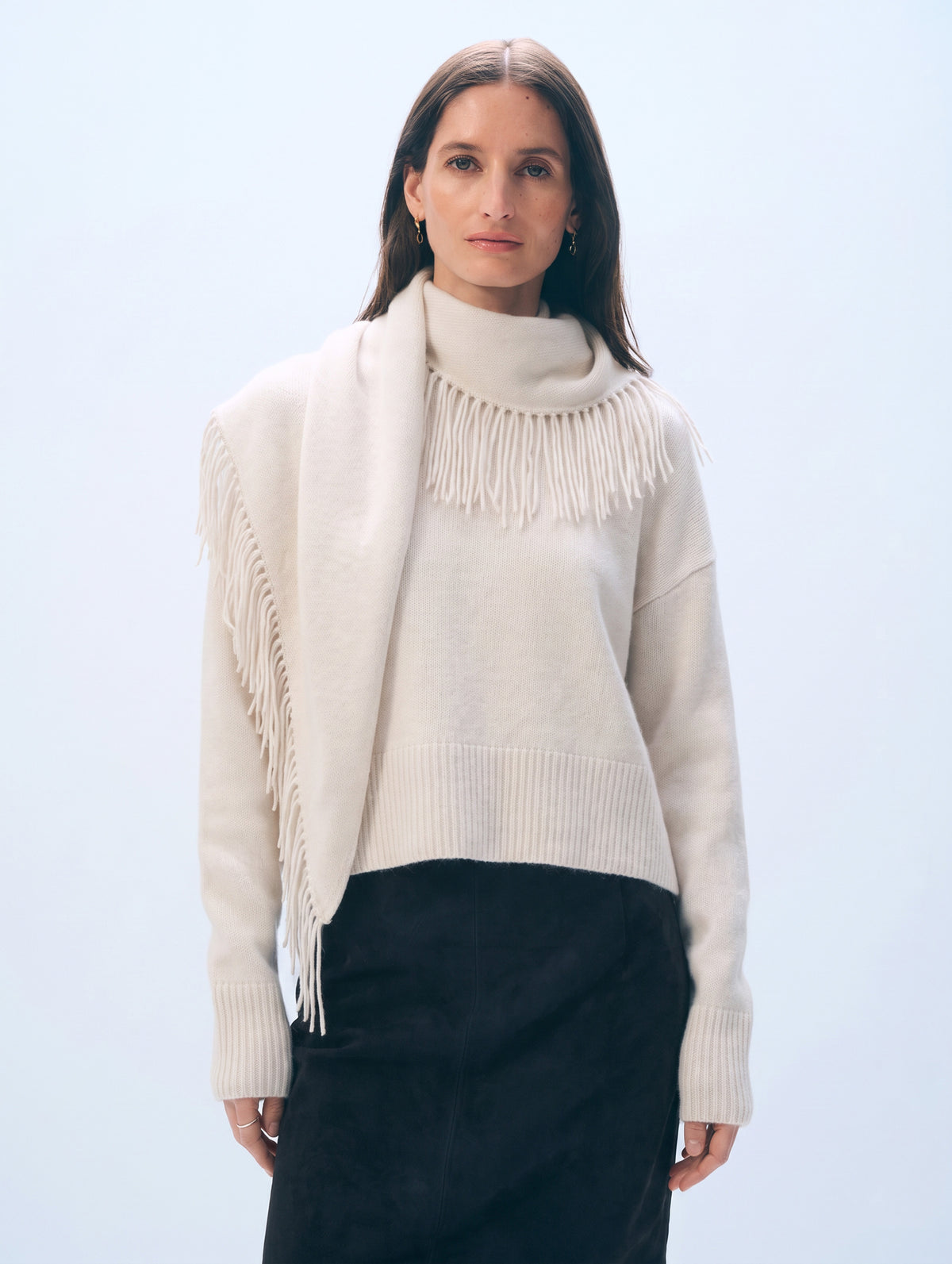 Cashmere Blend Scarf Sweater | Ivory