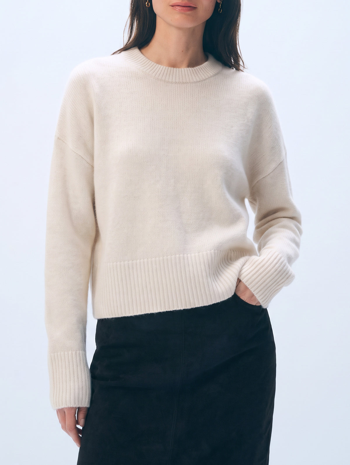 Cashmere Blend Scarf Sweater | Ivory