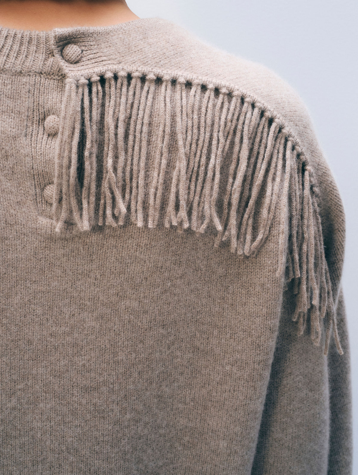 Cashmere Blend Scarf Sweater | Misty Brown Heather