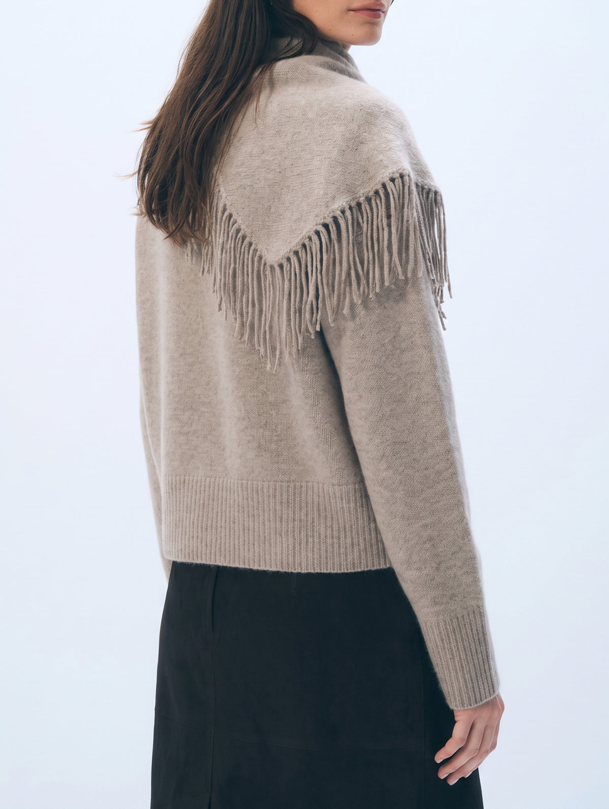 Cashmere Blend Scarf Sweater | Misty Brown Heather