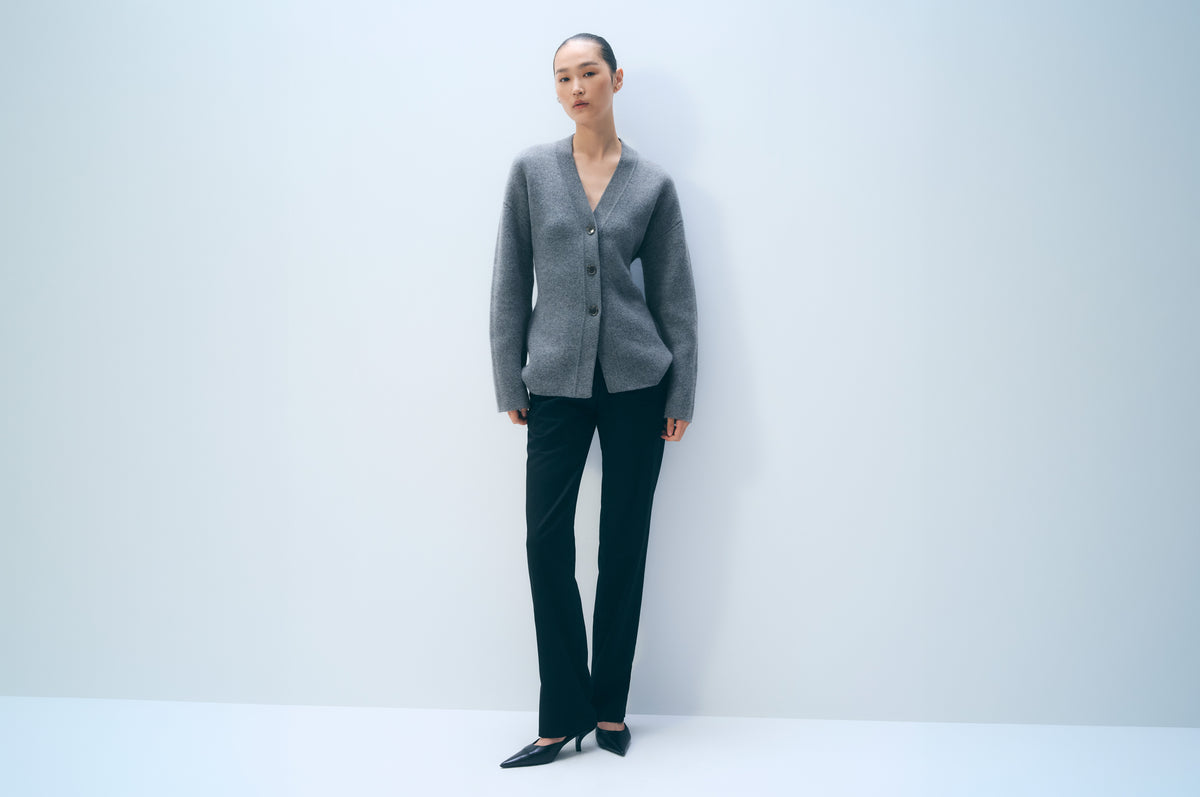 Cashmere Blend Belted Cardigan | Dark Steel Heather