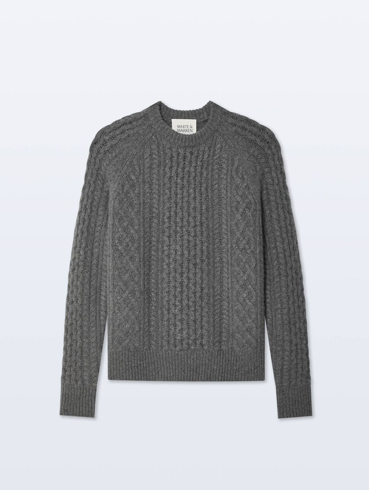 Cashmere Cable Crewneck | Graphite Heather