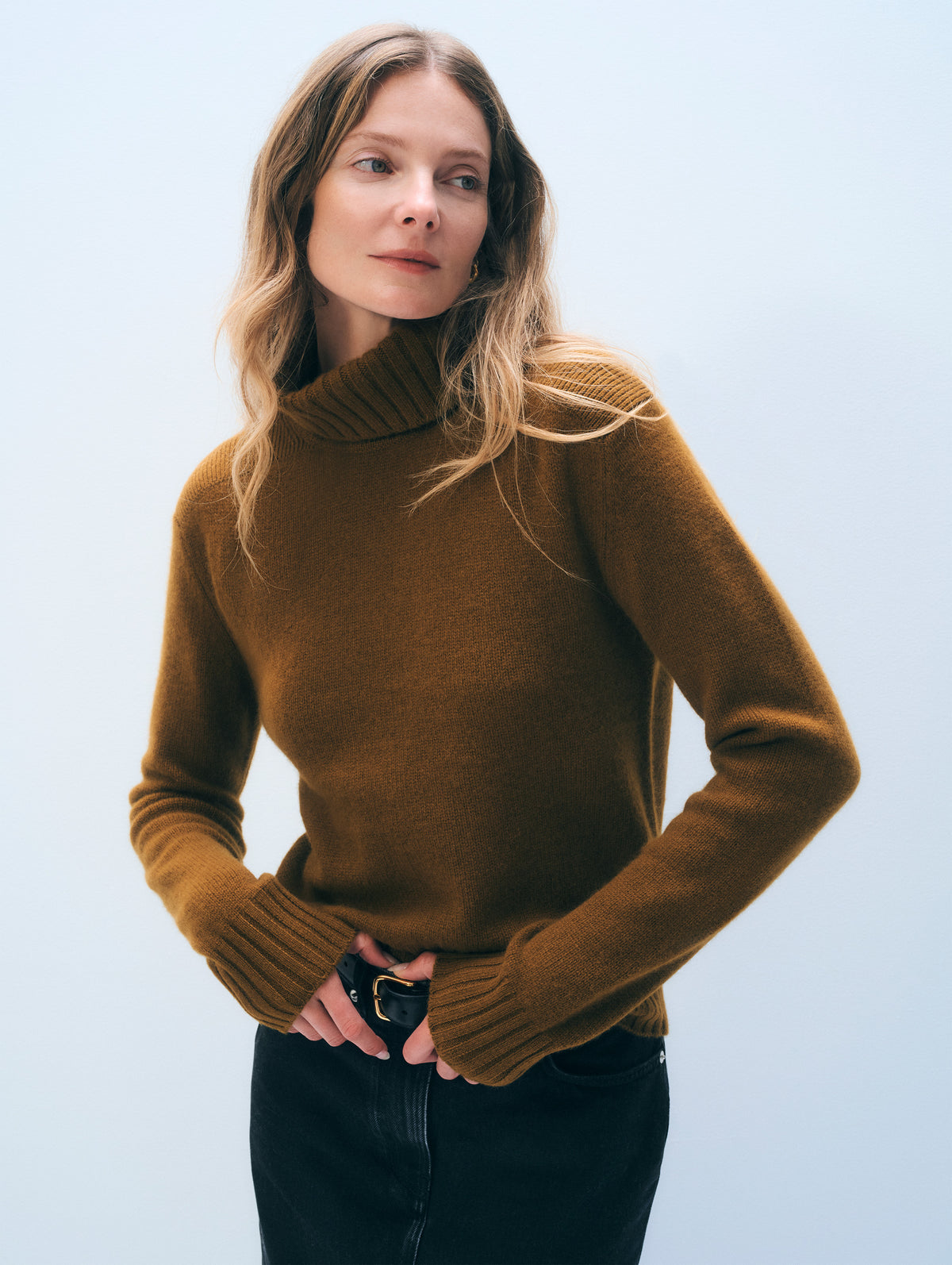 Cashmere Ribbed Trim Tutrleneck