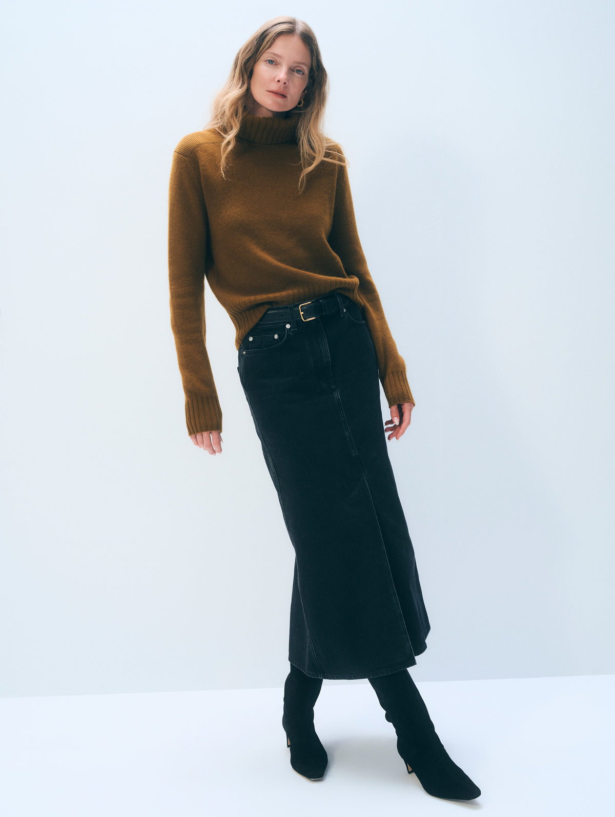 Cashmere Ribbed Trim Tutrleneck