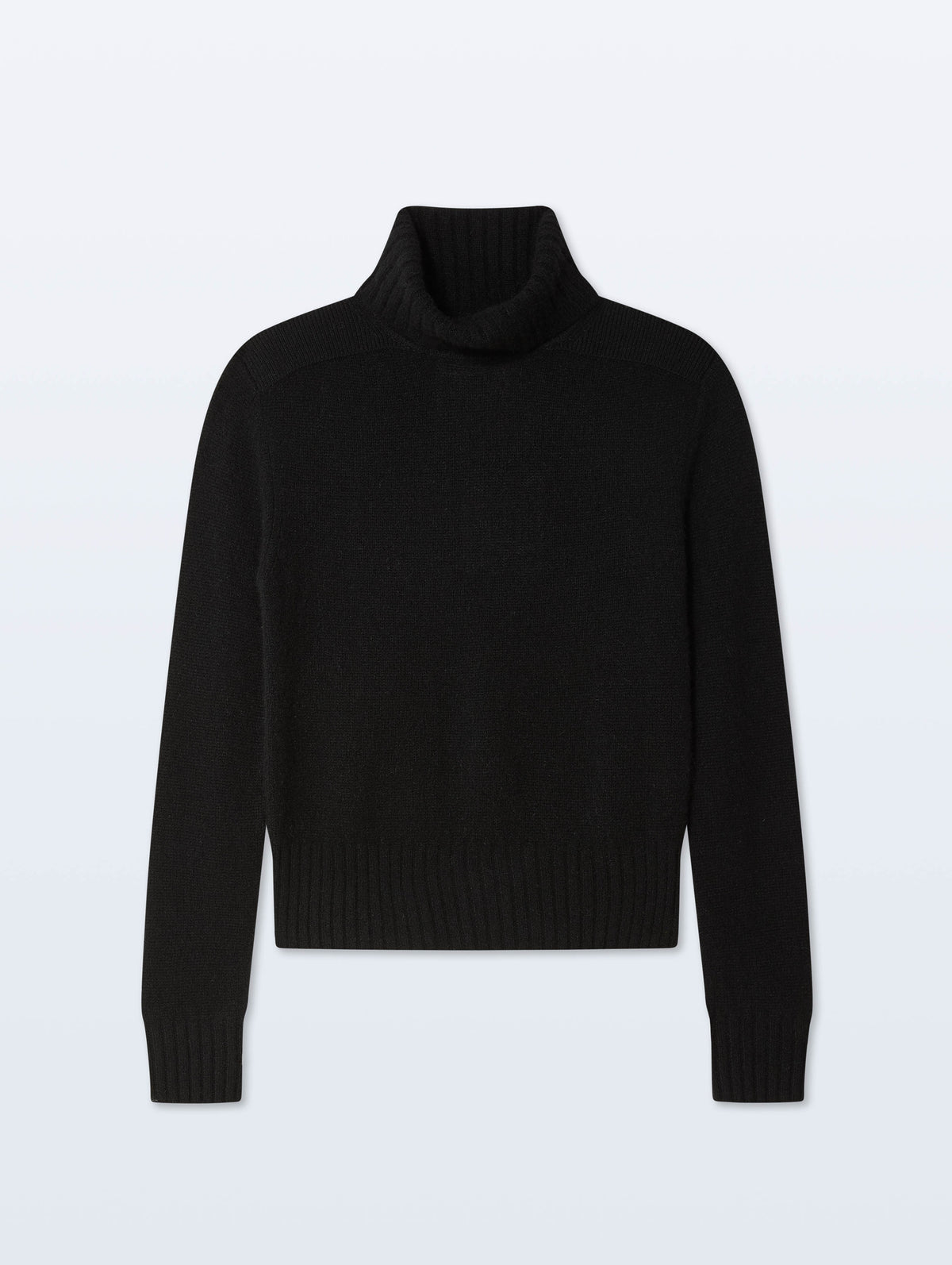 Cashmere Ribbed Trim Turtleneck | Black
