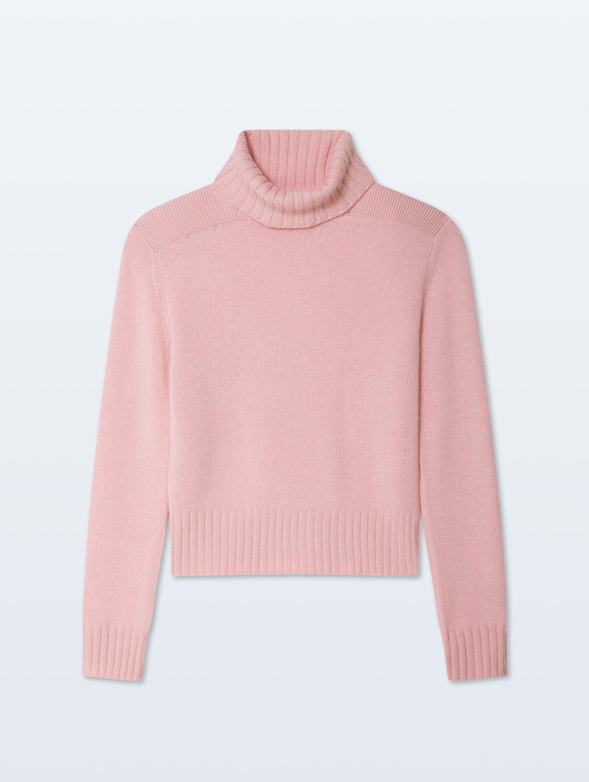 Cashmere Ribbed Trim Turtleneck | Rose Petal