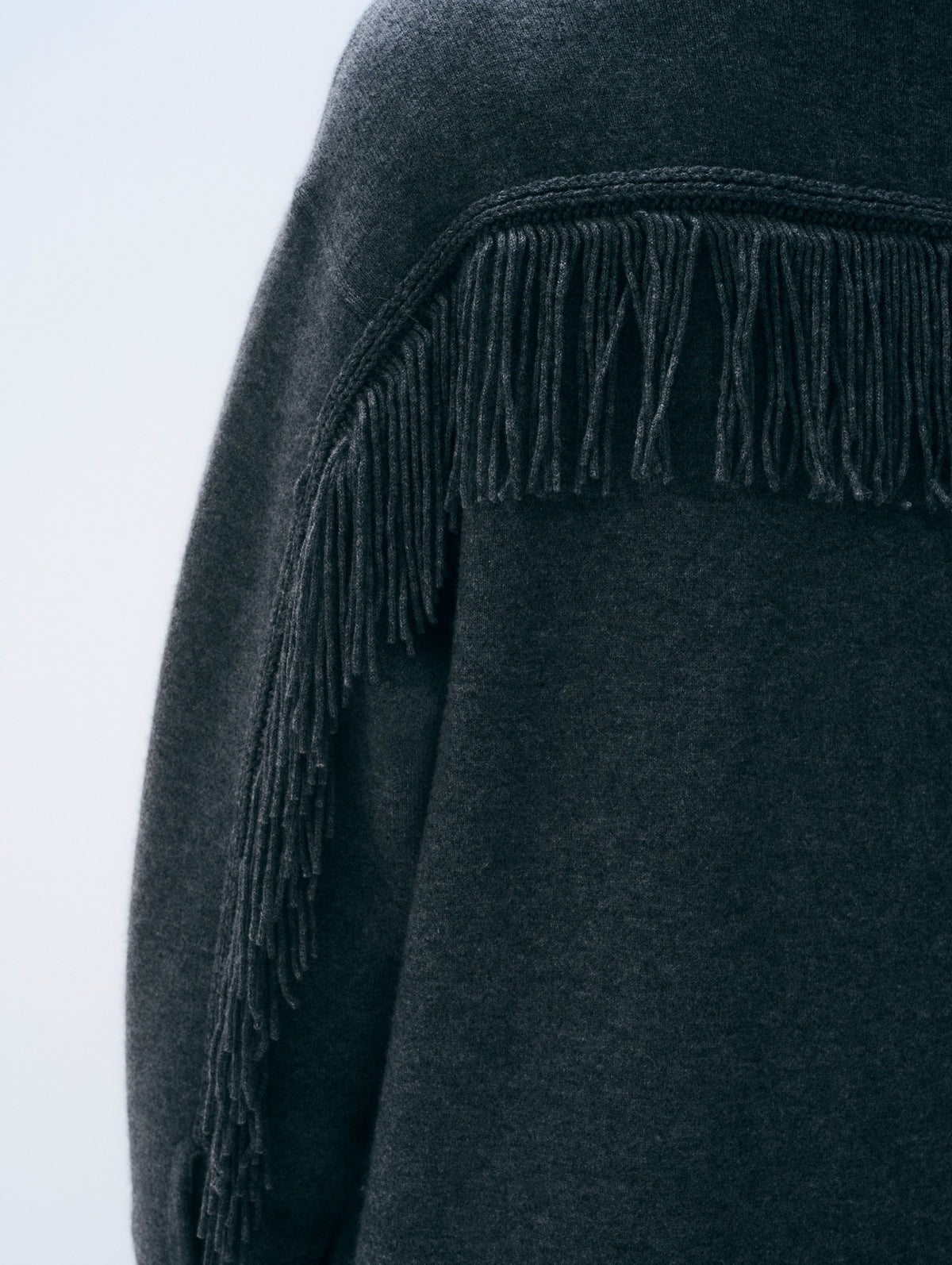 Cashmere Merino Fringe Coat | Dark Granite