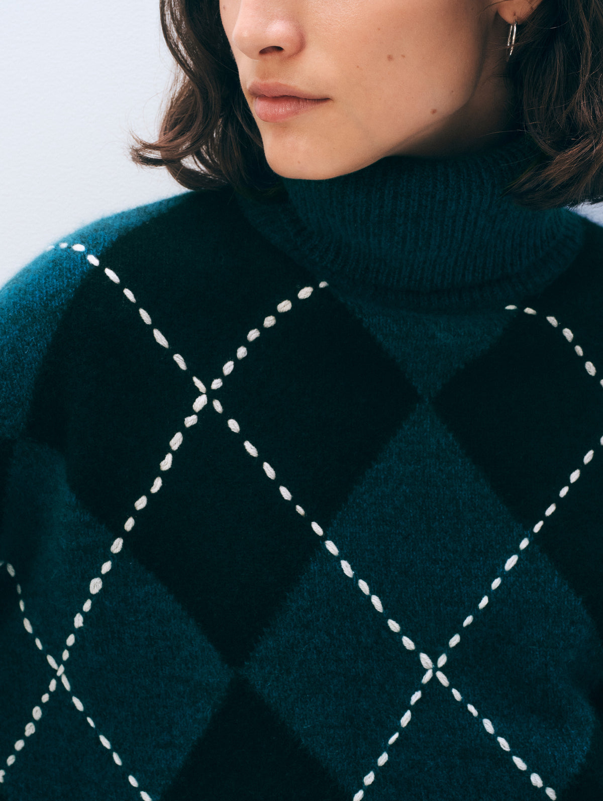 Cashmere Argyle Tutrleneck | Dark Emerald Marl