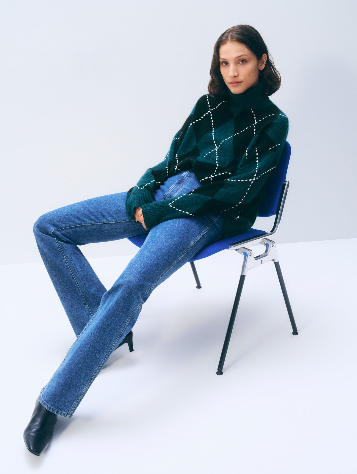 Cashmere Argyle Tutrleneck | Dark Emerald Marl