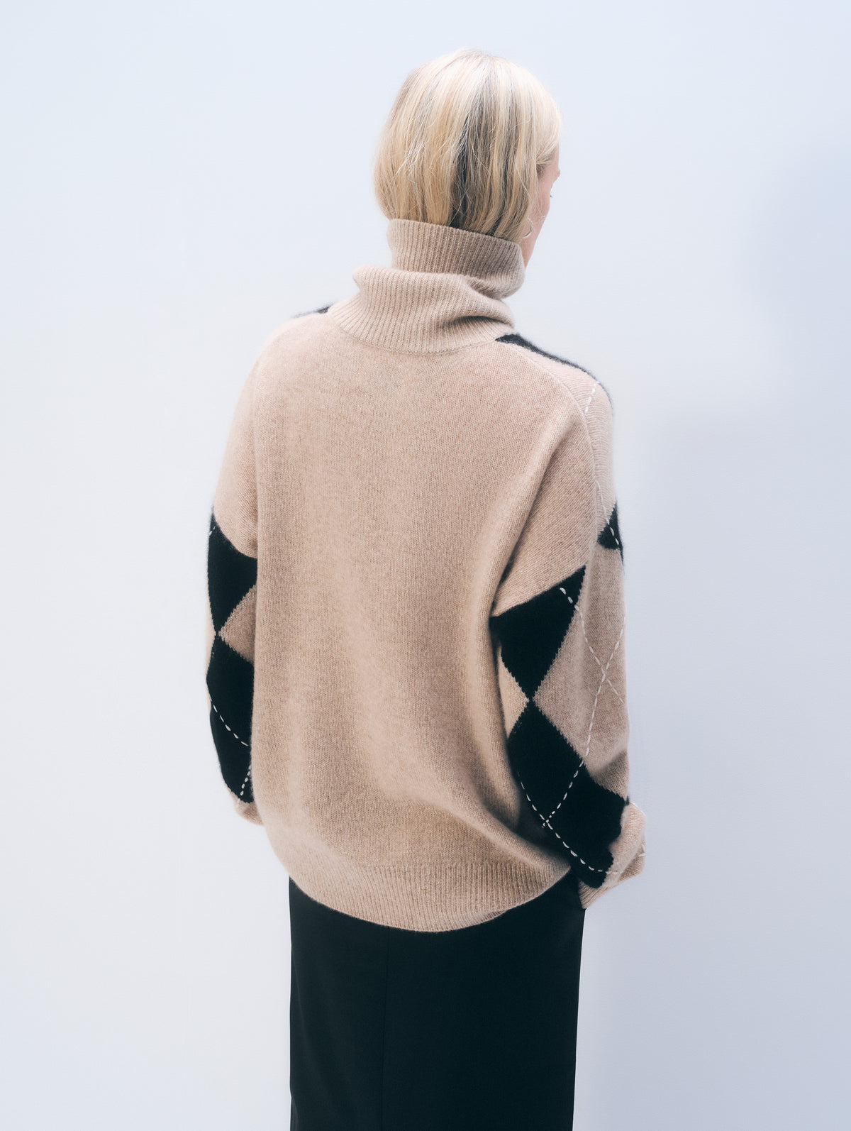 Cashmere Argyle Tutrleneck | Taupe Heather Marl