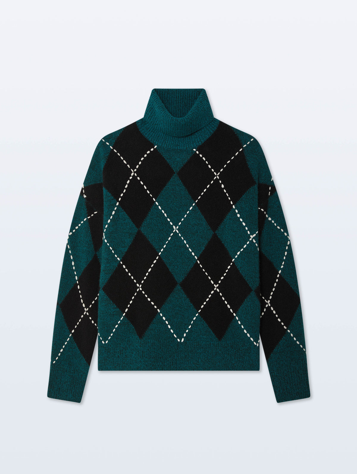 Cashmere Argyle Tutrleneck | Dark Emerald Marl