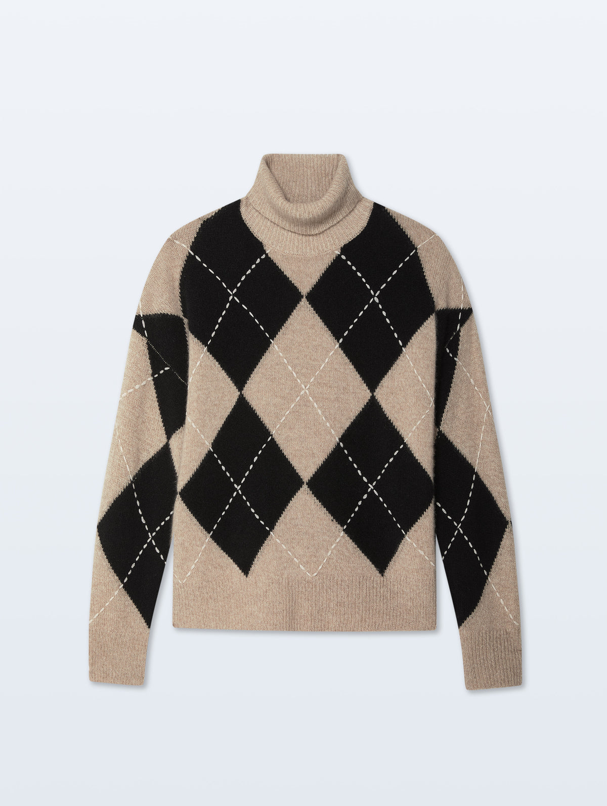 Cashmere Argyle Tutrleneck | Taupe Heather Marl