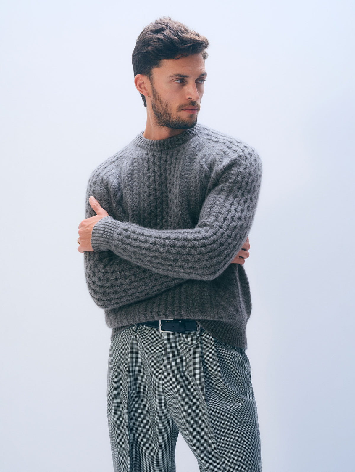 Men's Cashmere Cable Crewneck