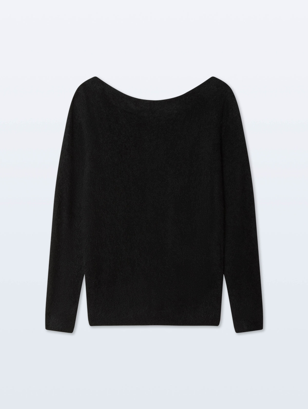 Brushed Cashmere Boatneck Sweater | Black