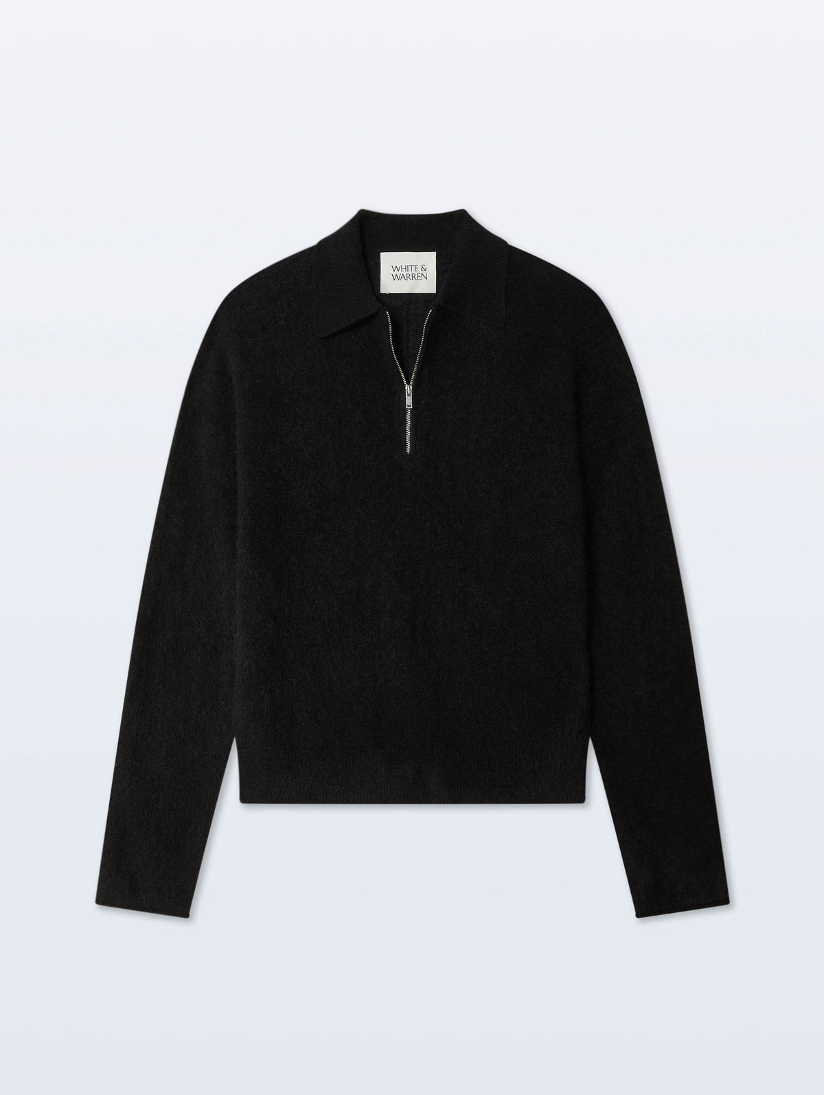 Brushed Cashmere Quarter-Zip | Black