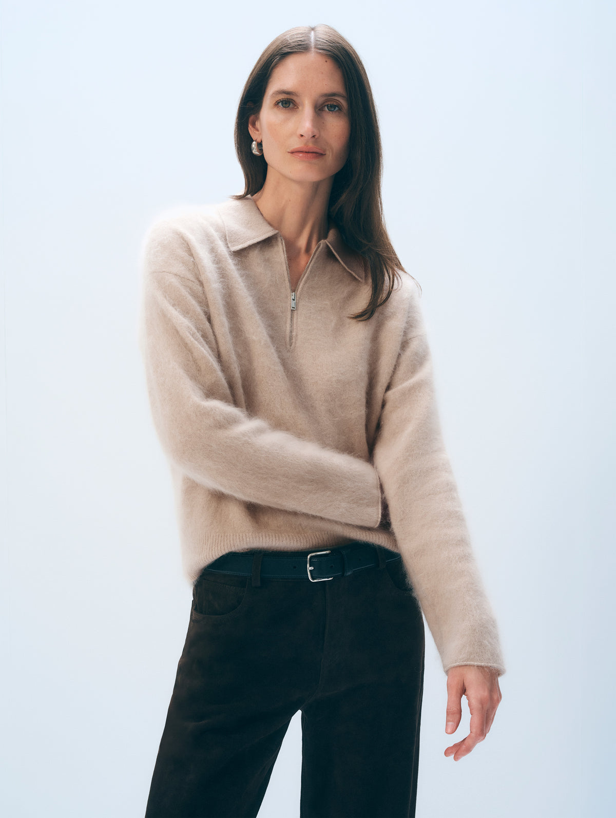Brushed Cashmere Quarter-Zip | Muted Camel