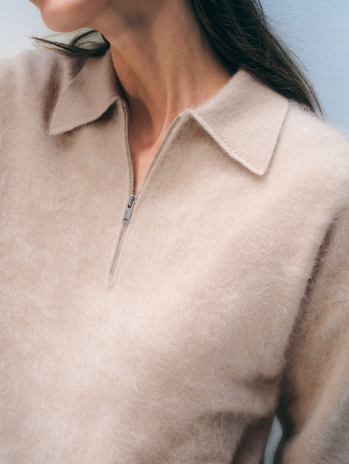 Brushed Cashmere Quarter-Zip | Muted Camel