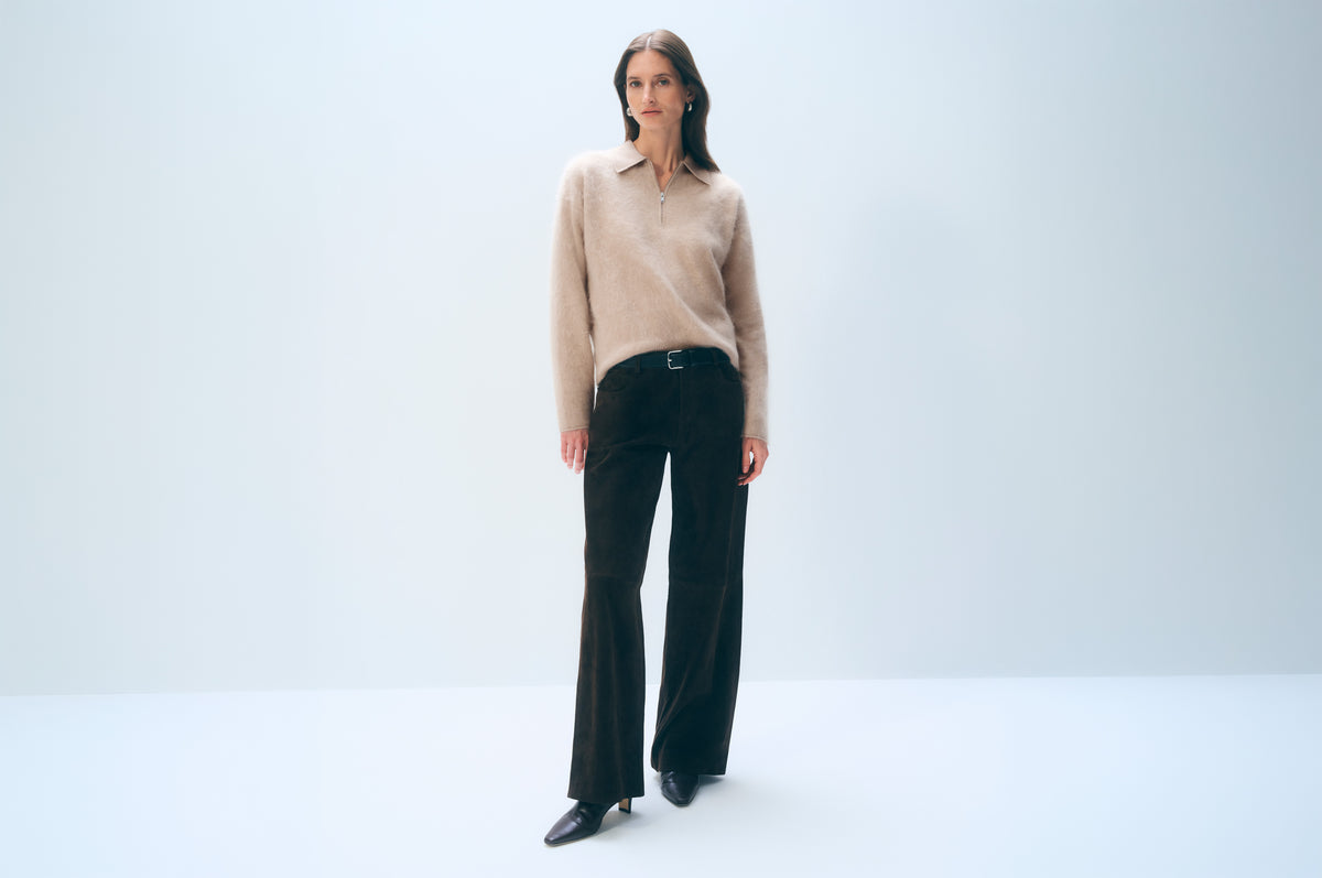 Brushed Cashmere Quarter-Zip | Muted Camel
